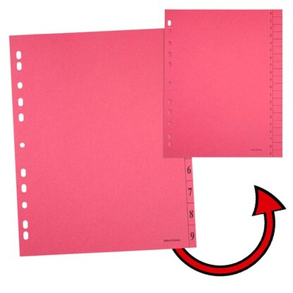 Neutral Trennstreifen Trennblätter DIN A4 0-9 dunkelrot, 250 g/qm, 100 Blatt