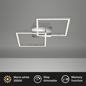 Briloner Leuchten LED Deckenleuchte 3210-018, dimmbar, schwenkbar, Speicherfunktion, LED fest verbaut, Warmweiß, Deckenlampe, 62x36,8x7,3cm, Chrom-Alu, 24W, Wohnzimmer, Schlafzimmer