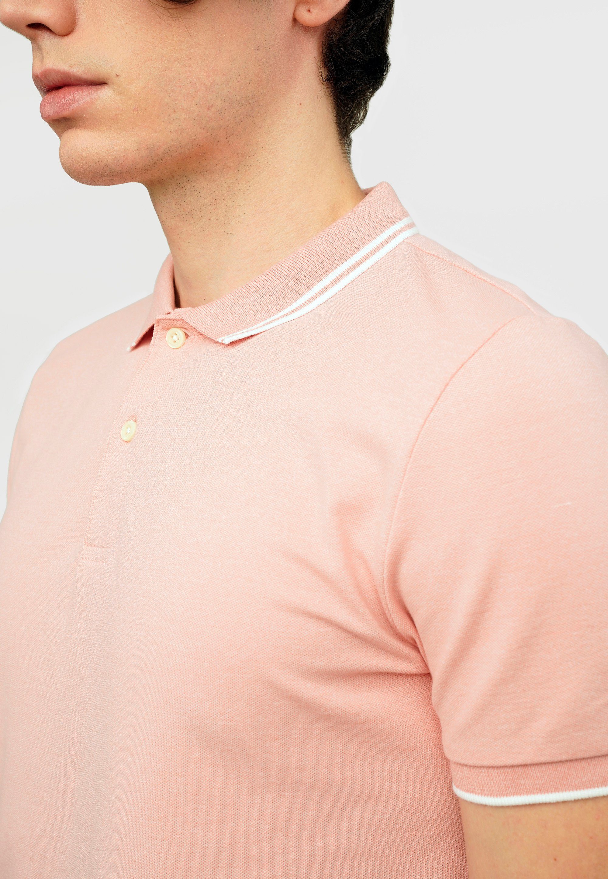 GIORDANO Poloshirt mit apricot klassischer Knopfleiste