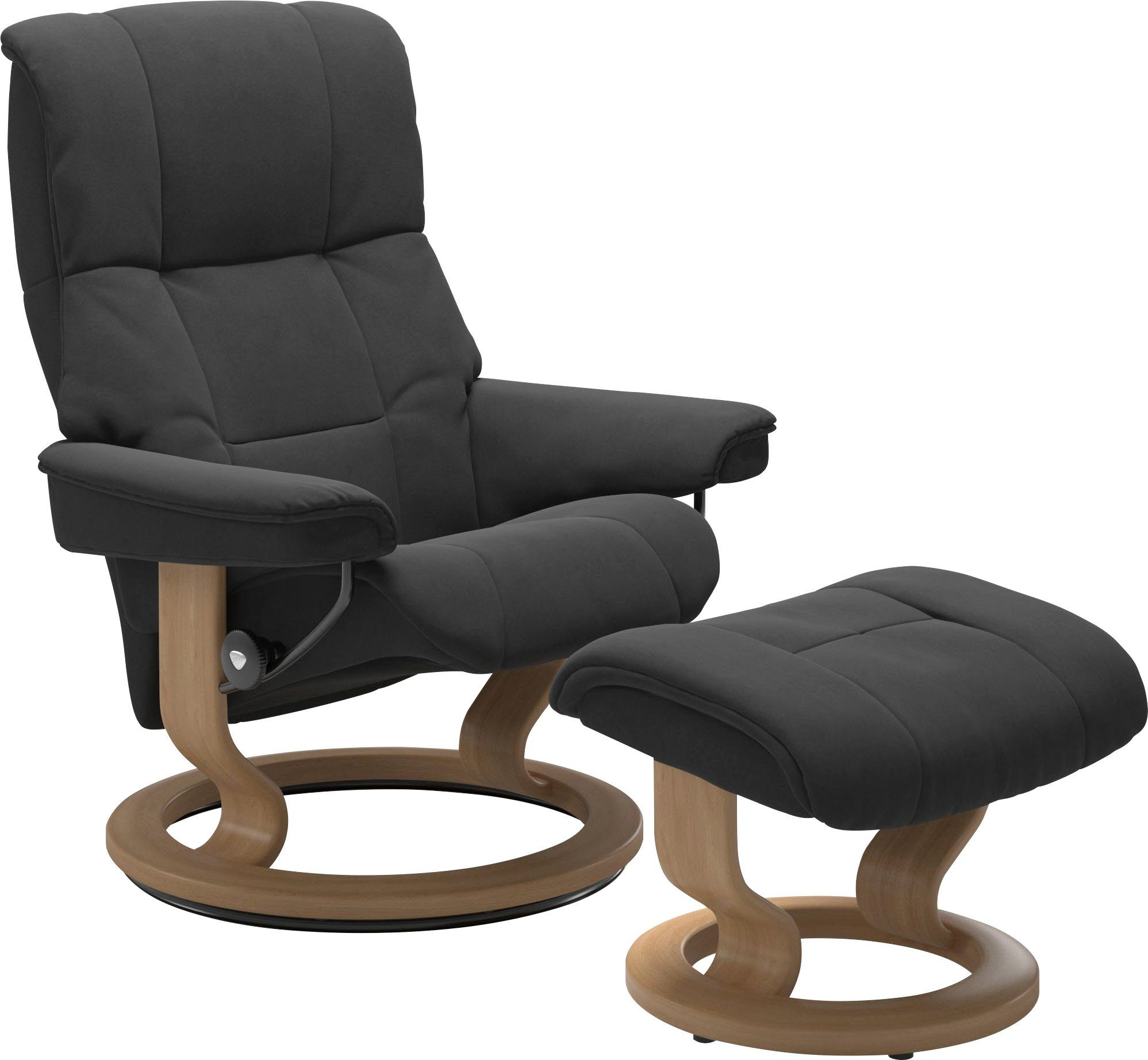 Stressless® Relaxsessel Mayfair (Set, mit Hocker), & L, mit Classic Gestell Hocker, Eiche M Größe mit Base, Relaxsessel S