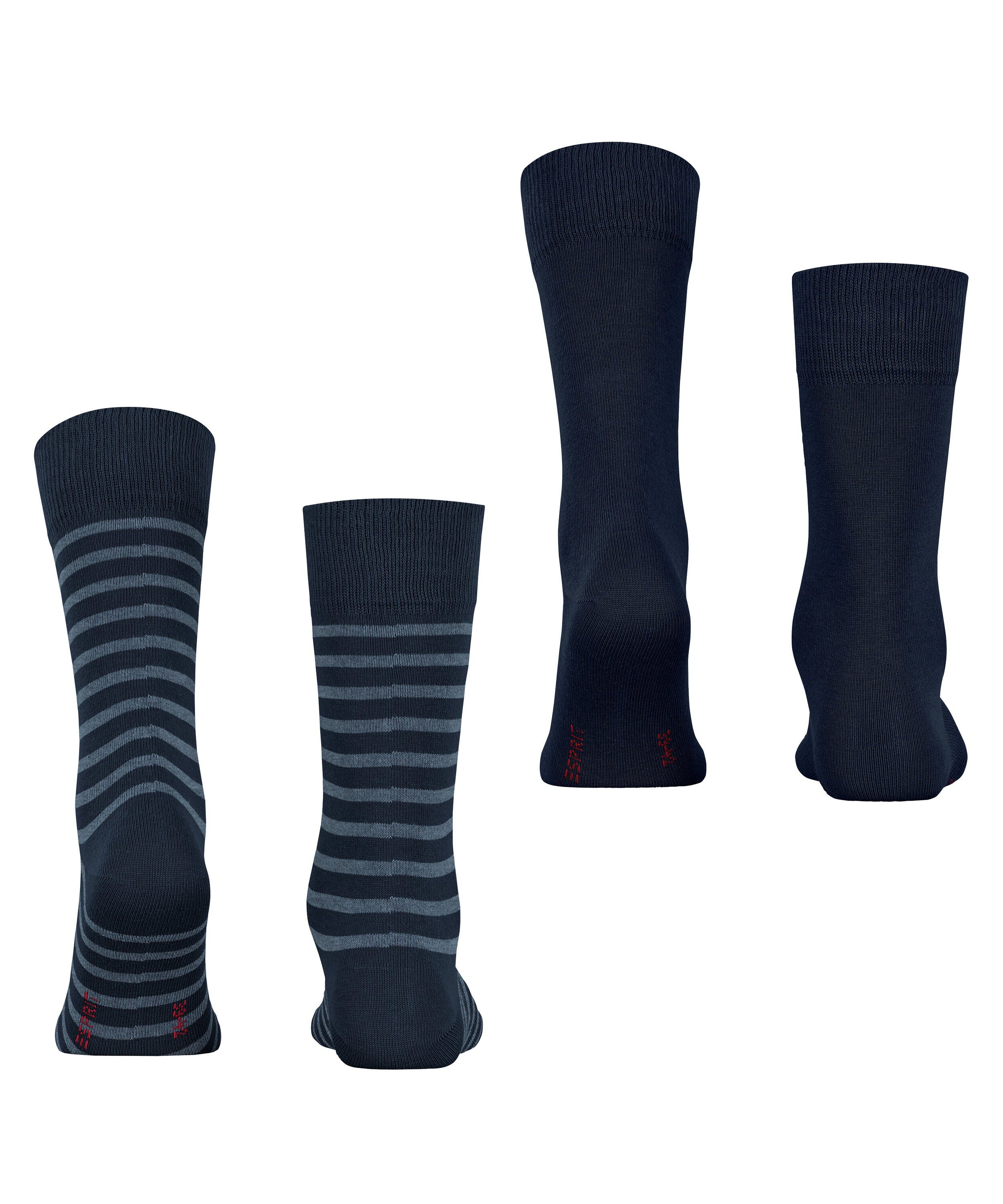 (6120) Esprit Socken (2-Paar) Fine Stripe 2-Pack marine