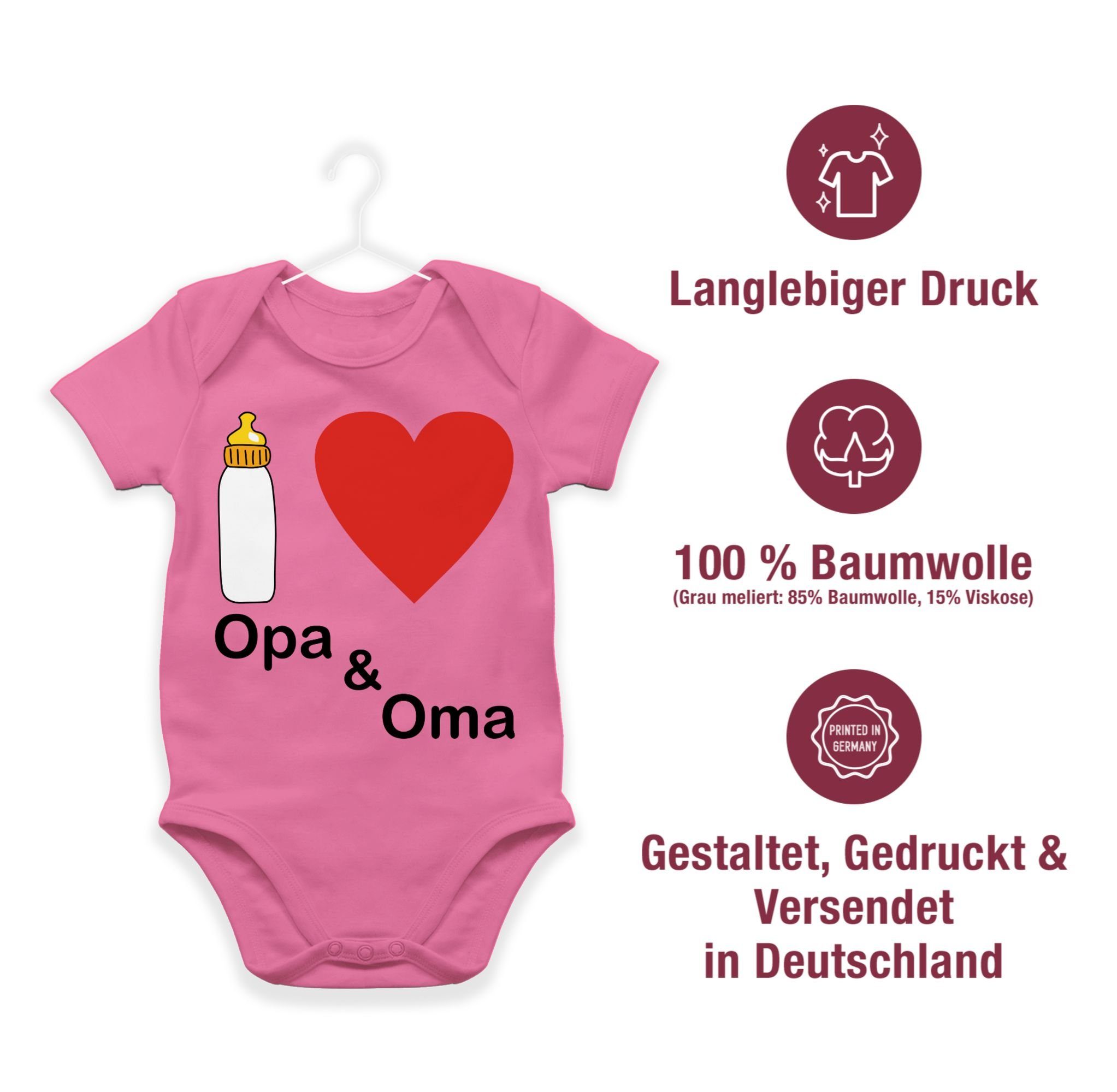 Baby I Shirtracer 3 Aktuelle love und Nuckelflasche Trends Shirtbody Oma Pink Opa