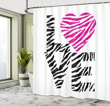 Abakuhaus Duschvorhang Moderner Digitaldruck mit 12 Haken auf Stoff Wasser Resistent Breite 175 cm, Höhe 180 cm, Liebe Zebra Motive der Beschriftung Kunst