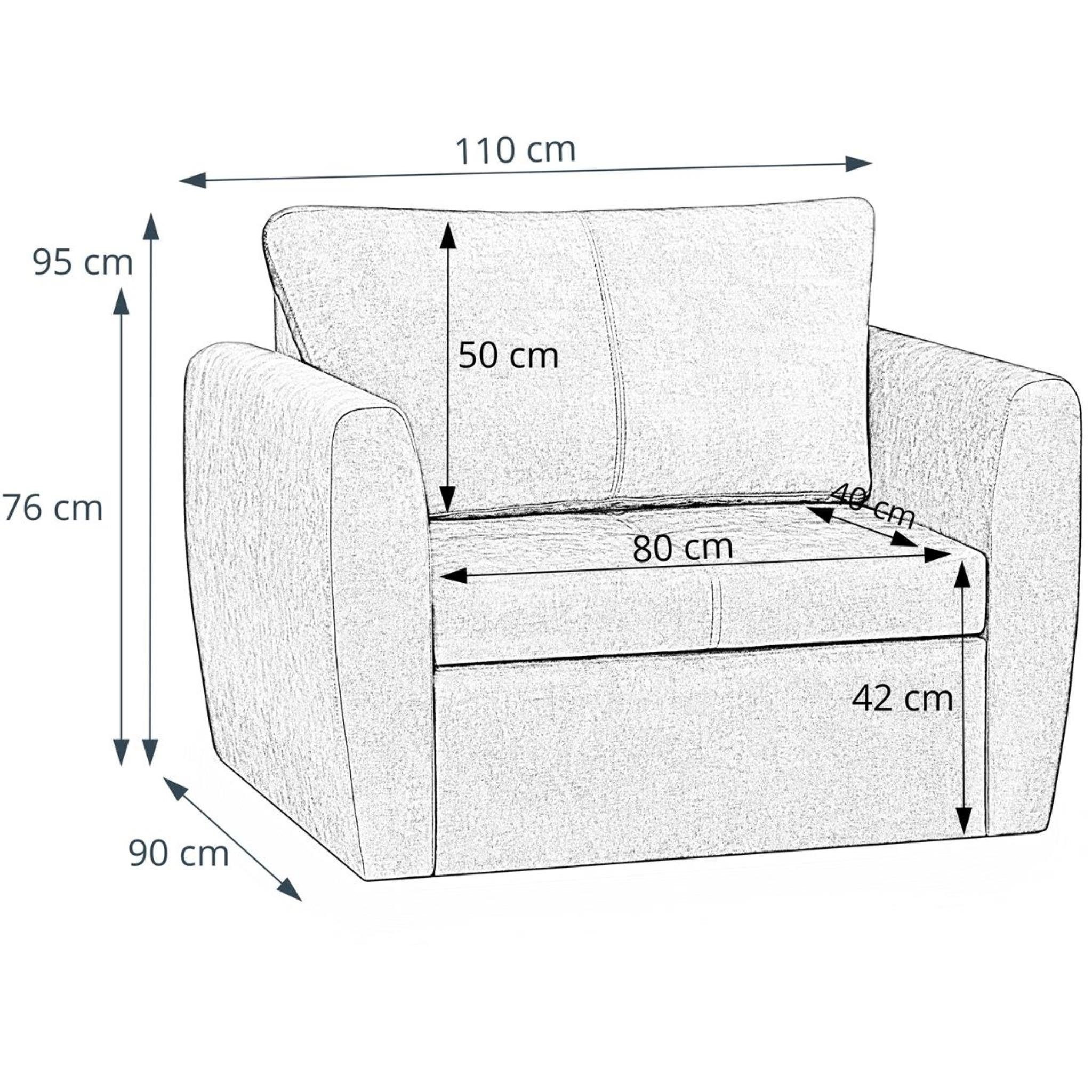 (Modern Sofa, Schlaffunktion, Kamel Schwarz 1-Sitzer (alfa Wohnzimmersessel), Polstersessel Bettkasten, Beautysofa 21) Relaxsessel mit
