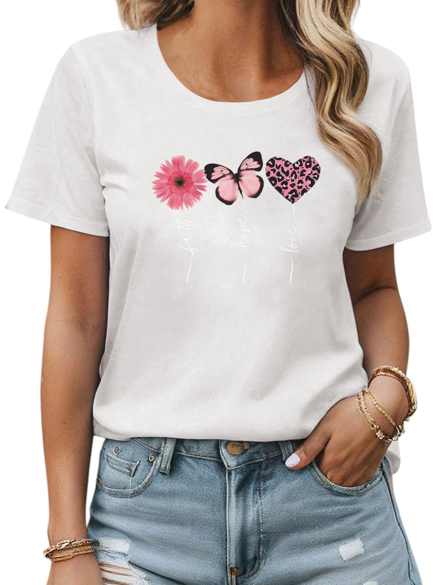 PYL Kurzarmshirt Damen Bequemes Sommer Kurzarmbluse günstig online kaufen