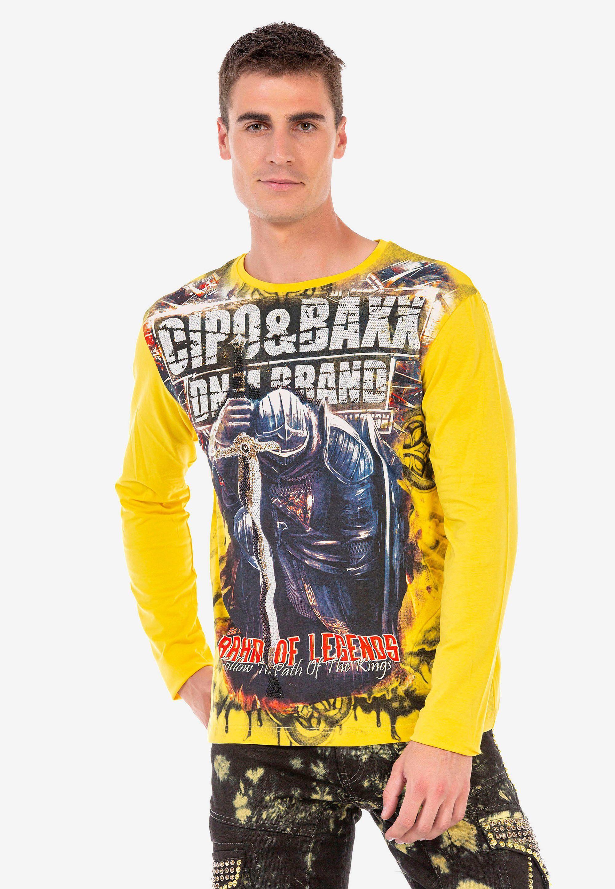 Cipo & Baxx gelb in coolem Look Langarmshirt