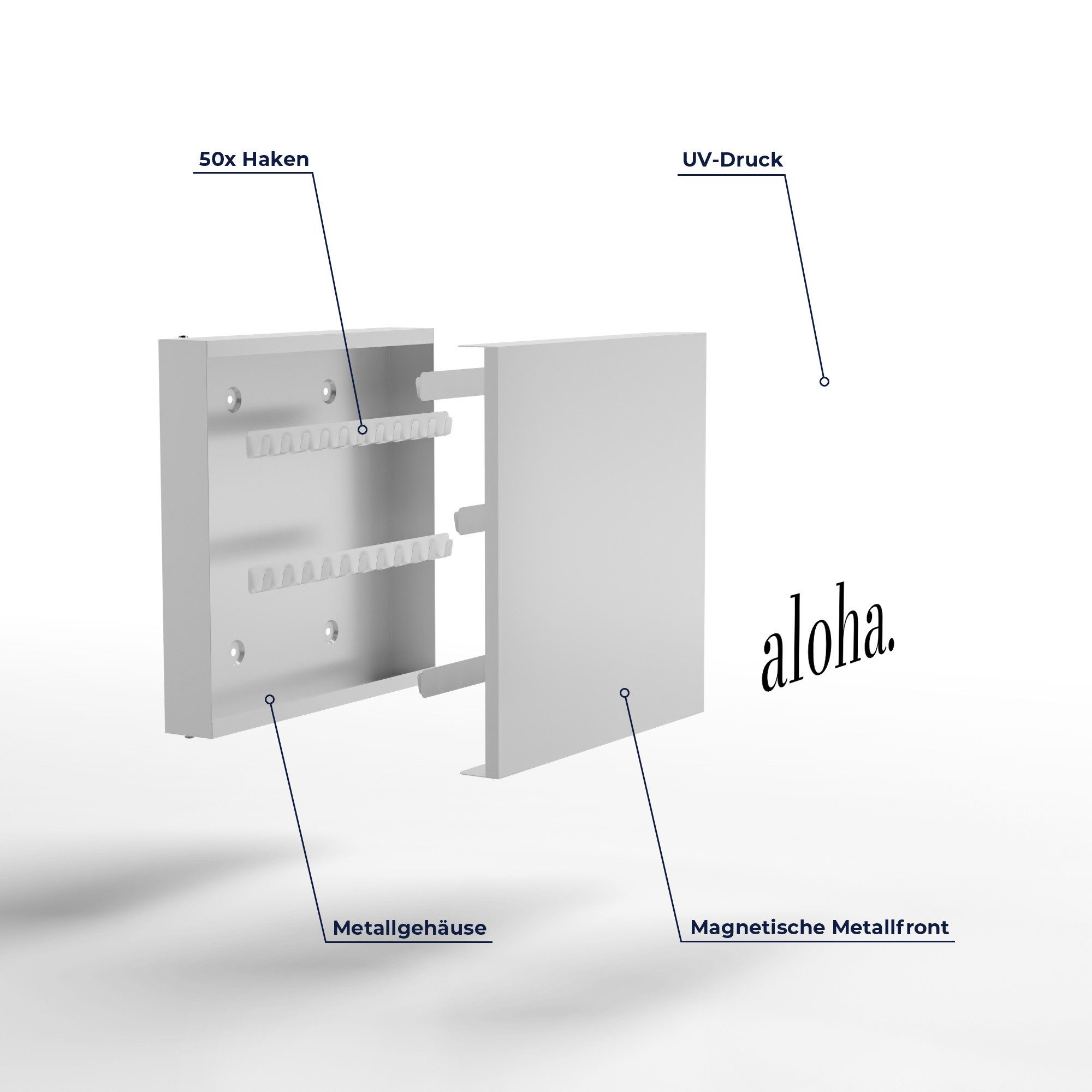 DEQORI Schlüsselkasten 'Aloha - Schriftzug', Schlüsselbox modern Schlüsselschrank magnetisch Schlüssel Kasten Box