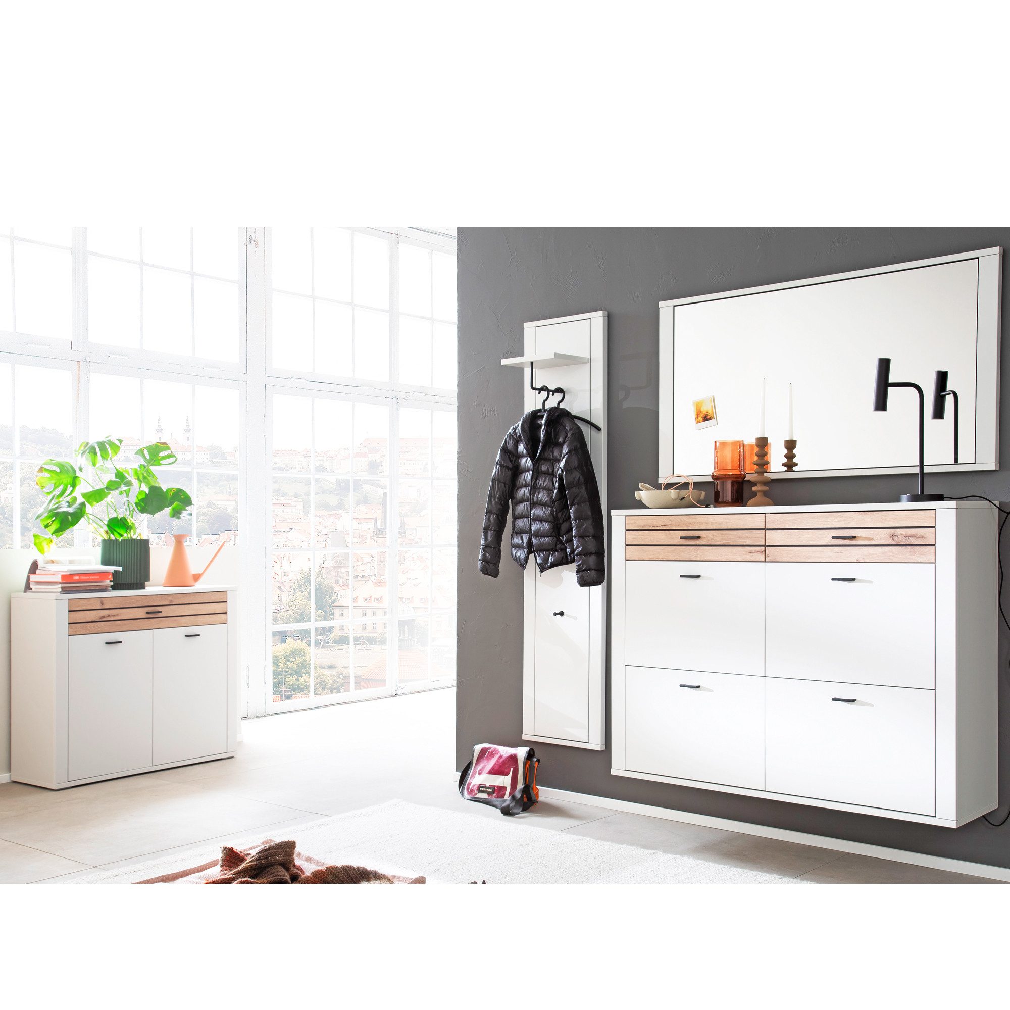 expendio Garderoben-Set Mariella 23, (Spar-Set, 4-St), Modern White / Absetzung Viking Oak Nachbildung, 290x183x36 cm