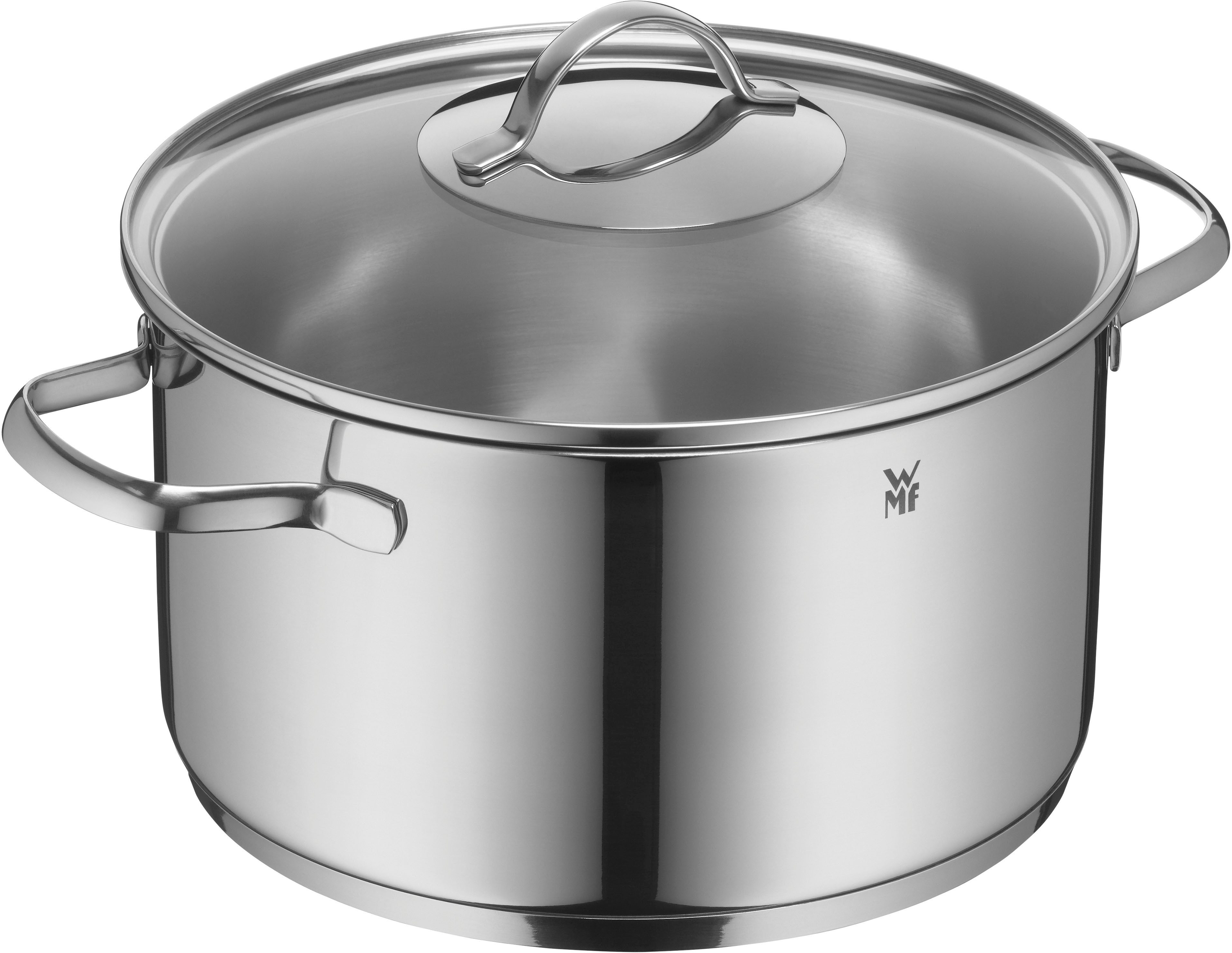 WMF Fleischtopf Provence Plus, Kochtopf groß mit Glasdeckel, Suppentopf Induktion, Cromargan® Edelstahl Rostfrei 18/10, für alle Herdarten geeignet, unbeschichtet, spülmaschinengeeignet