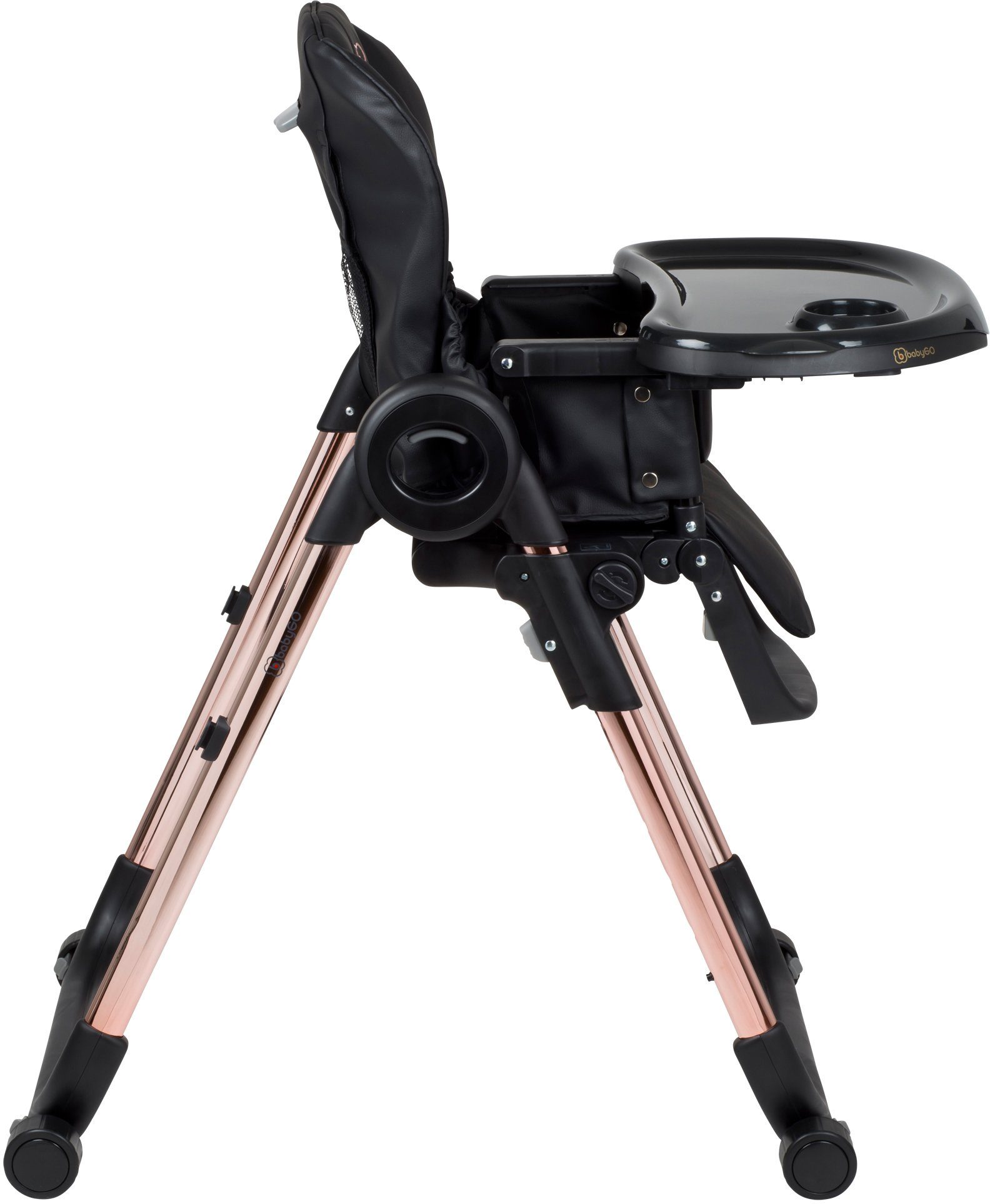 BabyGo Hochstuhl Divan, Gold schwarz, platzsparend zusammenklappbar