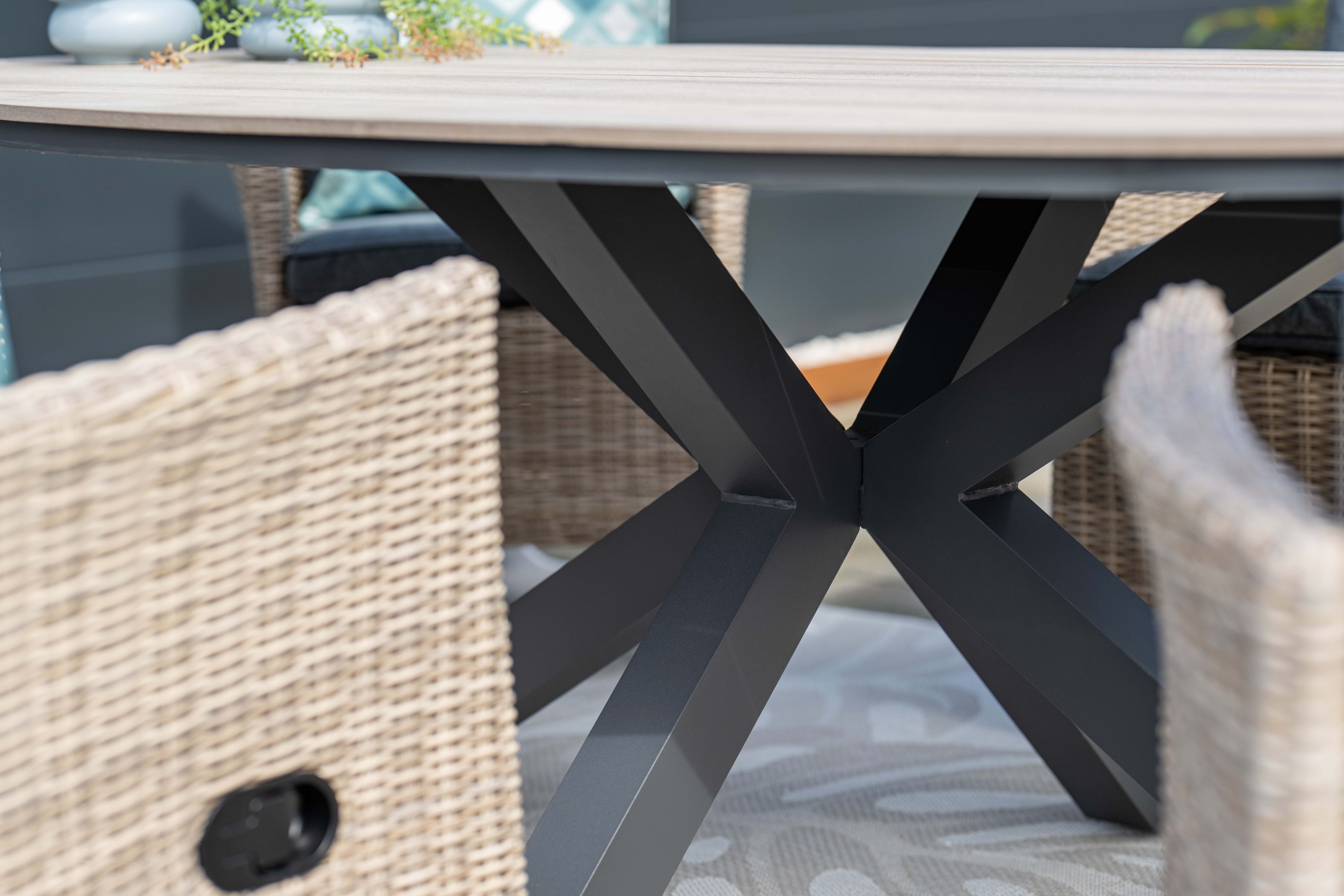 Gardissimo Gartentisch Armati hell oval 220x115 cm (Esstisch, 1 Tisch), höhenverstellbare Füße / absolut wetterfest / pflegeleicht / Aluminium