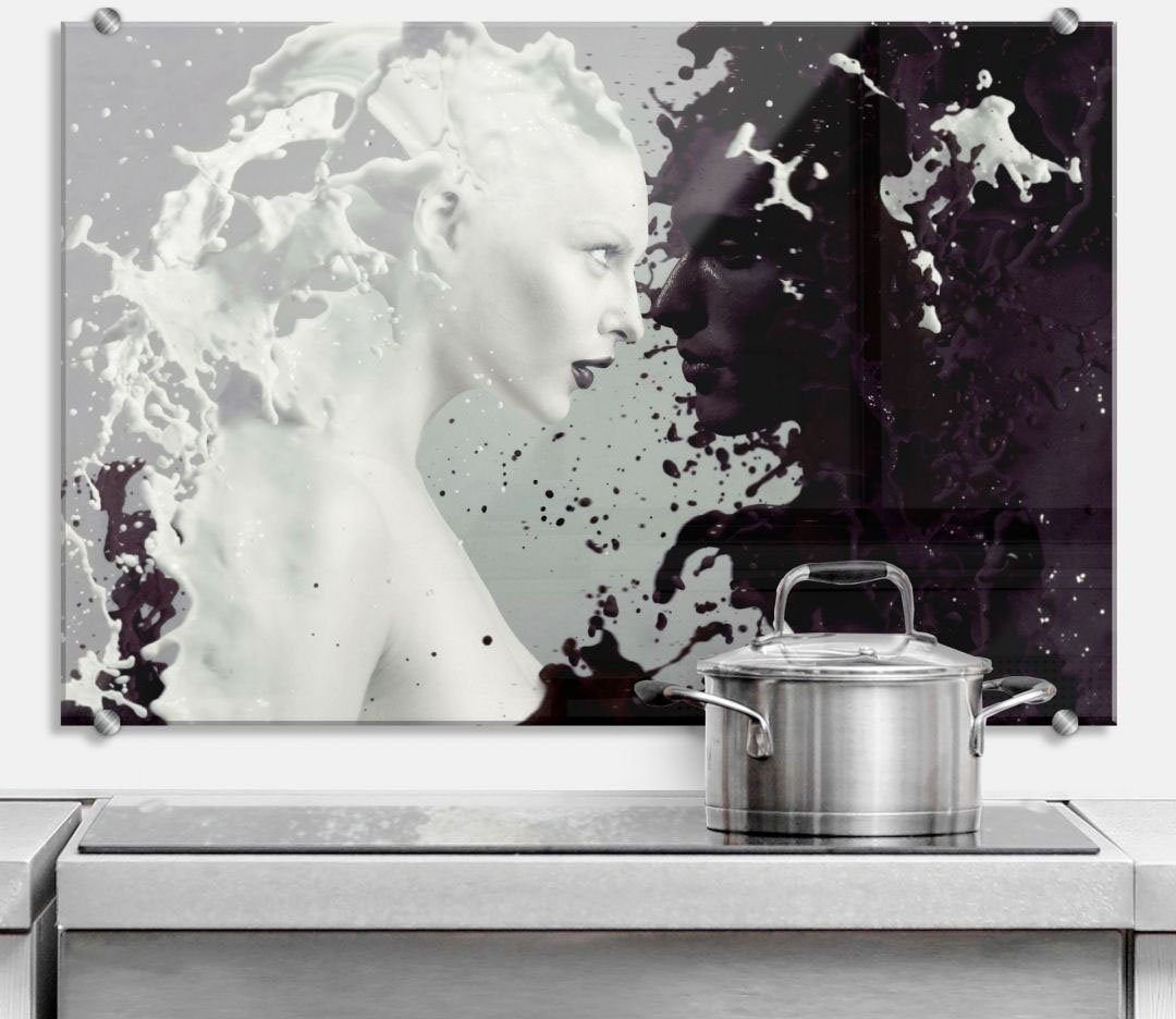 Wall-Art Kaffee (1-tlg) und Küchenrückwand Spritzschutz, Milch