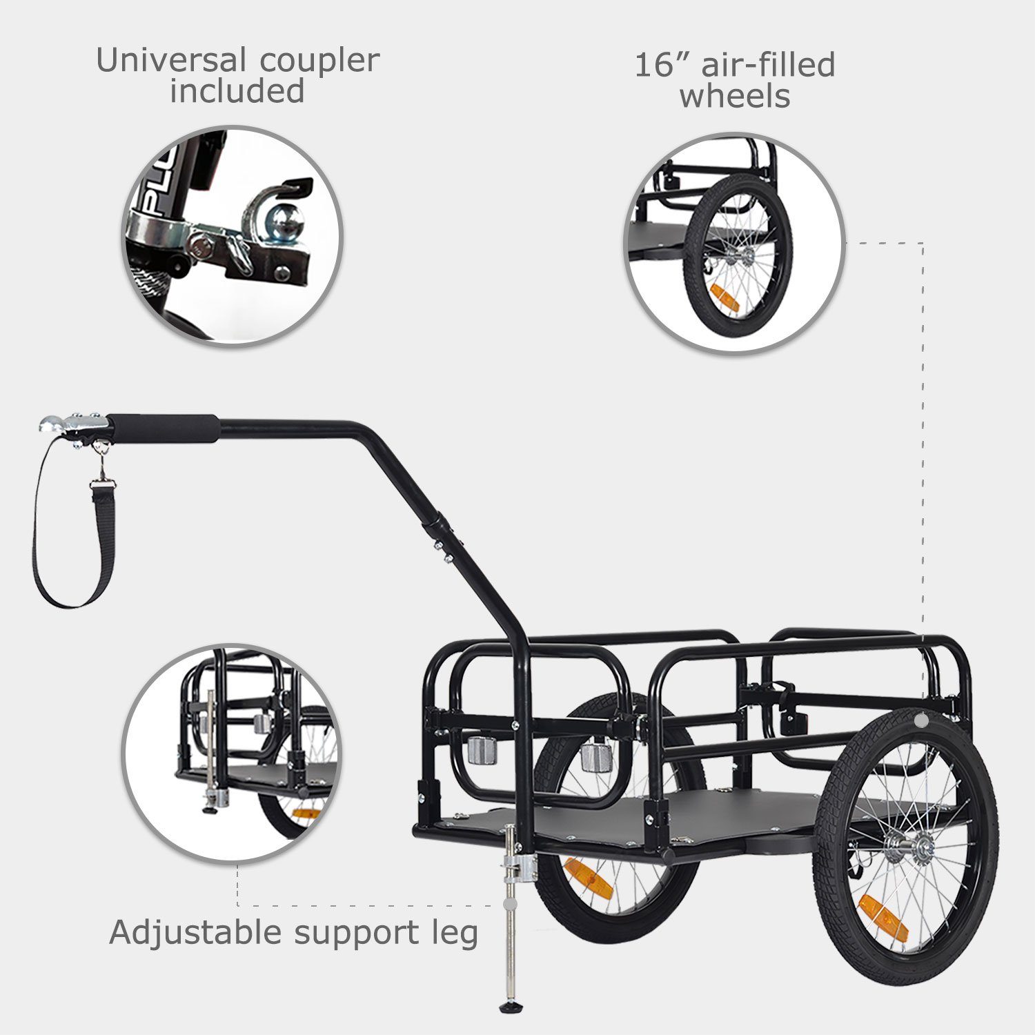 TIGGO Fahrradlastenanhänger Tiggo City Porter Fahrrad - und Lastenanhänger, Ladefläche: 67x46x25cm