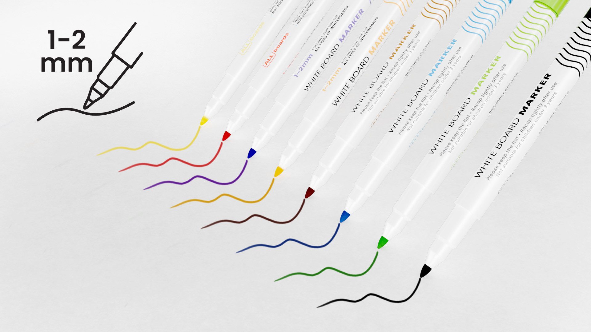 ALLboards Whiteboard Marker Dünn-spitzige Whiteboardmarker-Set ALLboards, (8-tlg)