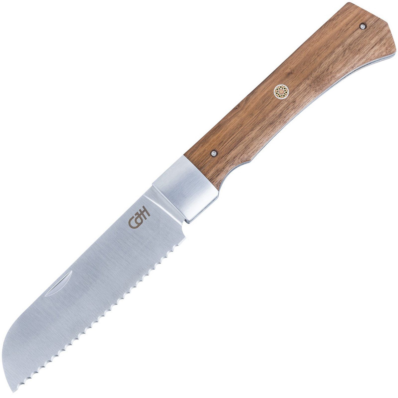CJH Universalmesser Outdoor Brotmesser Santoku Taschenmesser, Klappmesser Camping Walnuss Holz