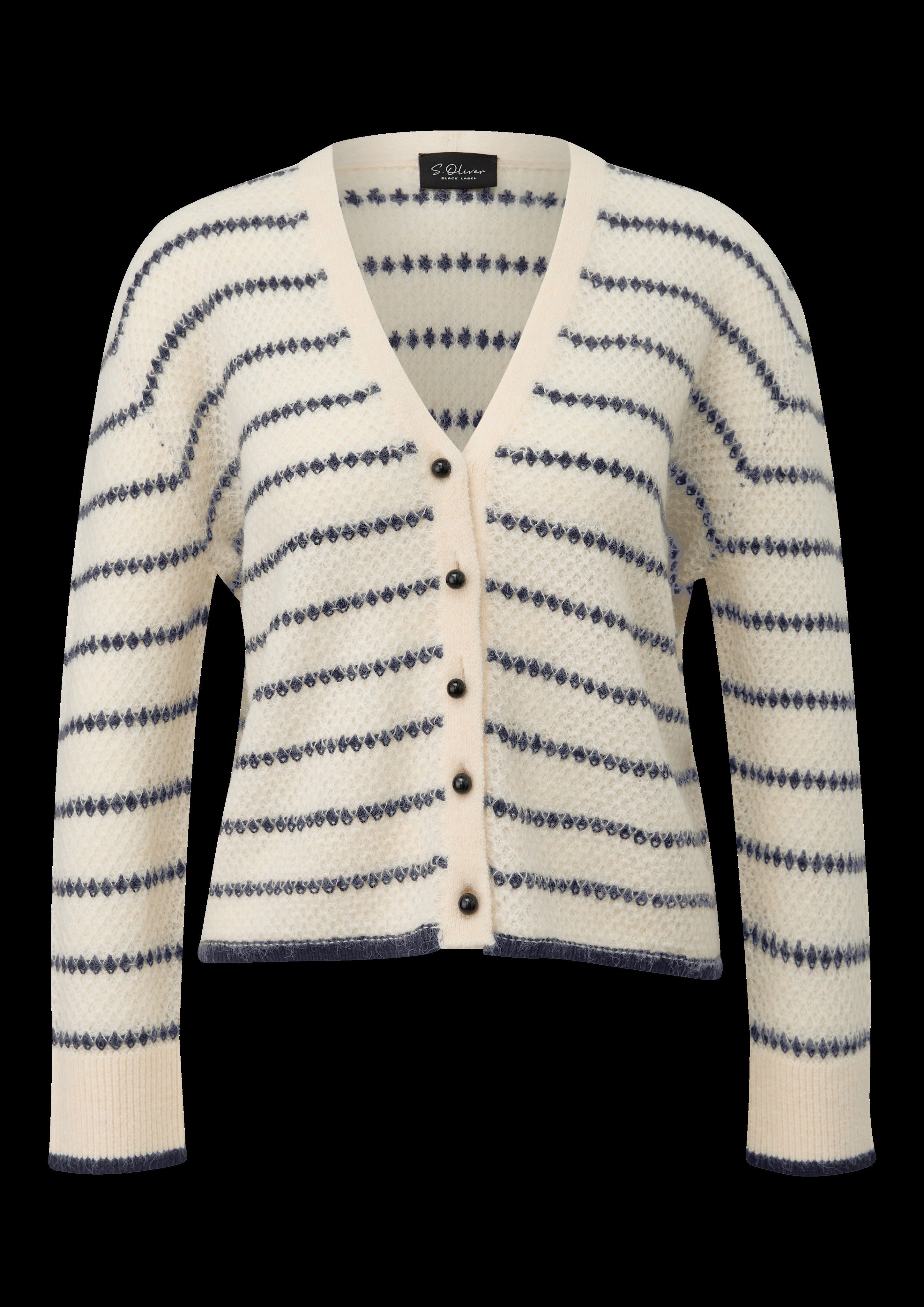 s.Oliver BLACK LABEL Strickjacke im Streifen-Look