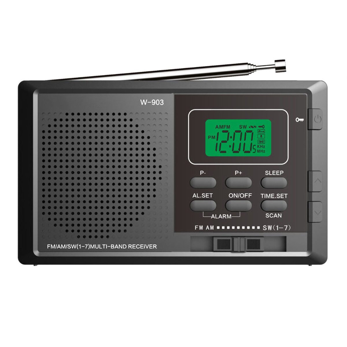 yozhiqu Digitales tragbares Radio, unterstützt FM/AM/SW-Multiband-Radio UKW-Radio (Ausgestattet mit LCD-Bildschirm und Uhrenkontrolle)