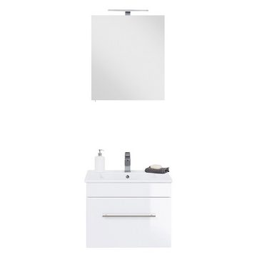 Lomadox Waschtisch-Set LAGOS-02, (Spar-Set, 2-St., 2-tlg), weiß 60,5x195x46,3cm