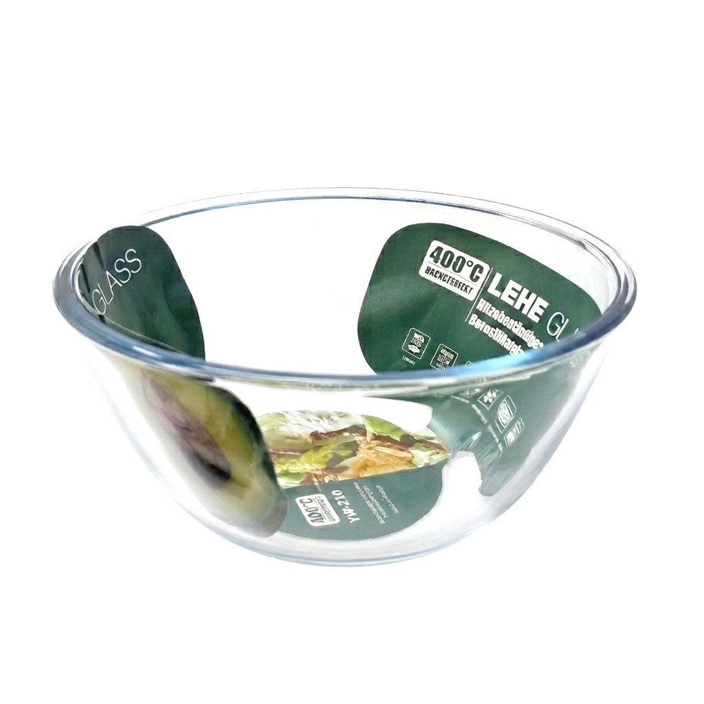 B&S Schüssel Glas-Schale rund 800 ml Borosilikatglas Ø 15 cm, Borosilikatglas, Hitzebeständig bis 400 Grad Celsius