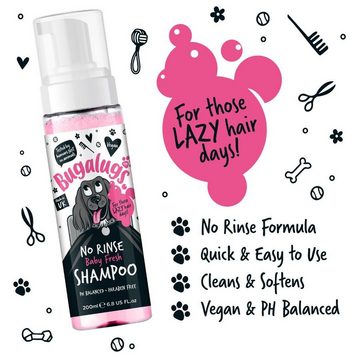 Bugalugs Tiershampoo Bugalugs Hundeshampoo ohne Wasser Baby Fresh 200ml, 200 ml, (1-St), Trockenshampoo, Hunde Shampoo, made in UK