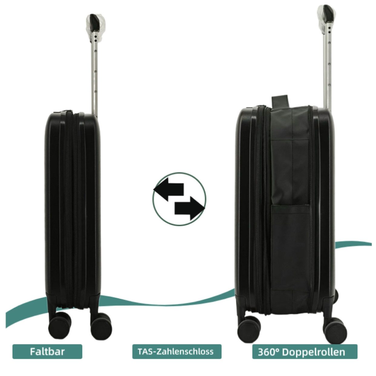 Super Solu Hartschalen-Trolley Faltbarer Hartschalenkoffer aus PP mit Erwei günstig online kaufen