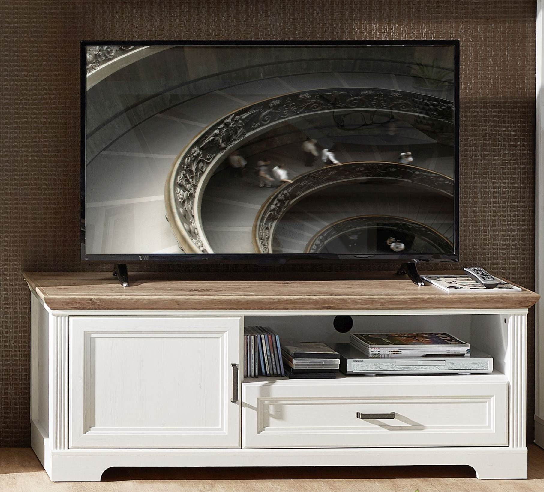 Innostyle TV-Board TV Lowboard JASMIN 143 cm Pinie weiß Nachbildung