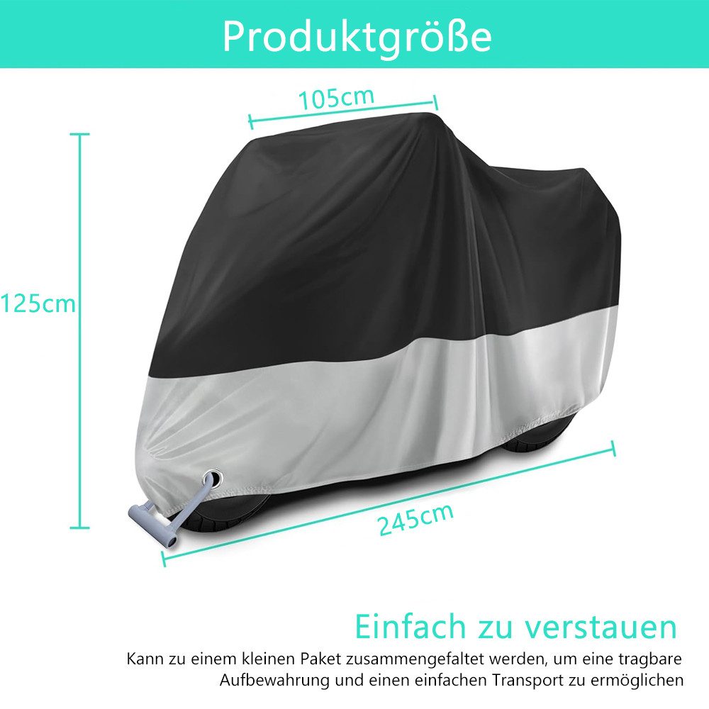TUWENA Schutzplane Motorrad Abdeckplane, Outdoor Abdeckplane Motorrad mit Schlossloch