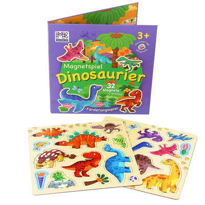 MAGNIKON Spiel, Magnetisches Spielzeug Magnetspiel Dinosaurier 32 Magnete, 2-teilige Puzzles, erstes Puzzle