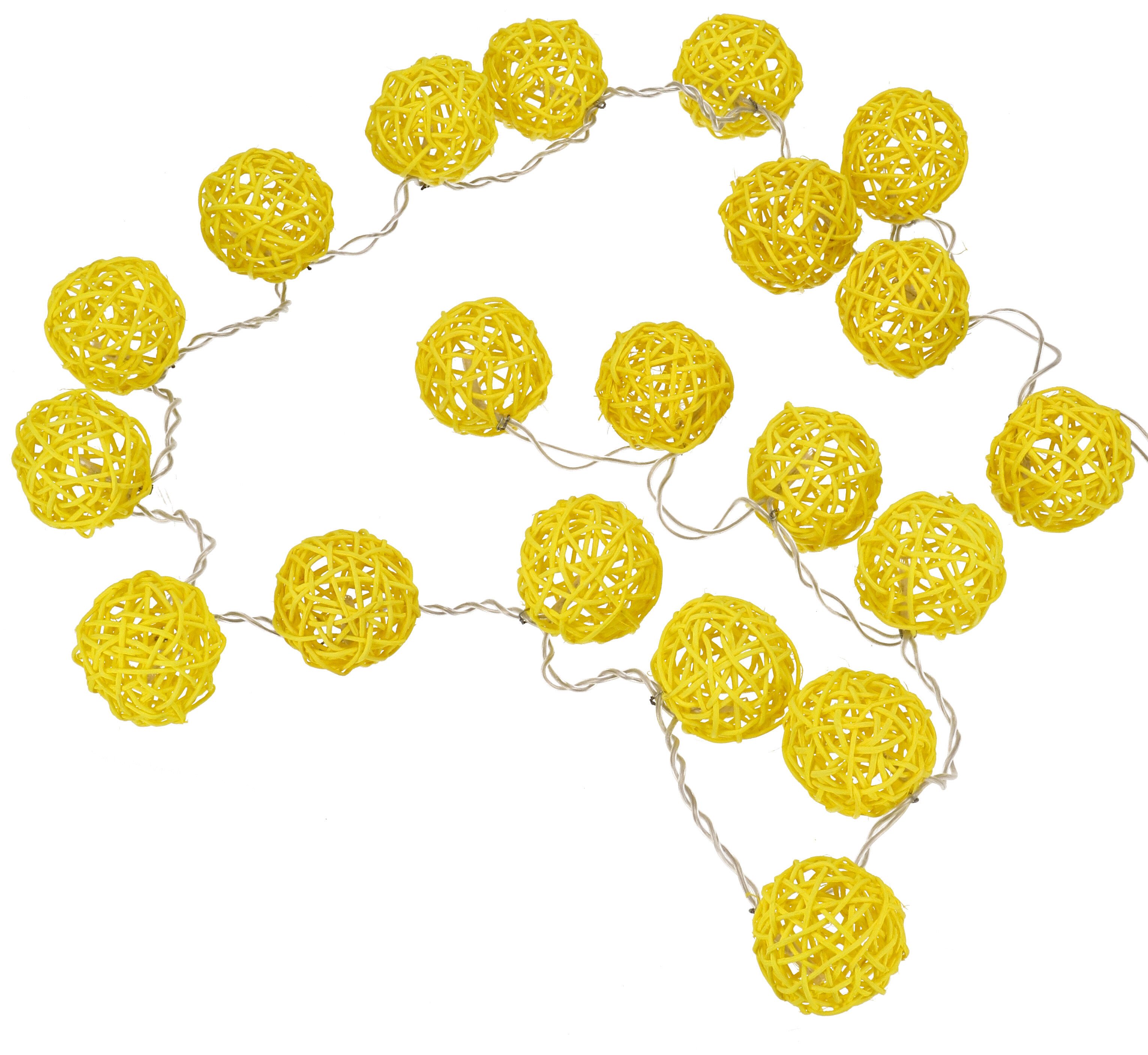 Guru-Shop LED-Lichterkette Rattan Ball 20`er LED Kugel Lampion..