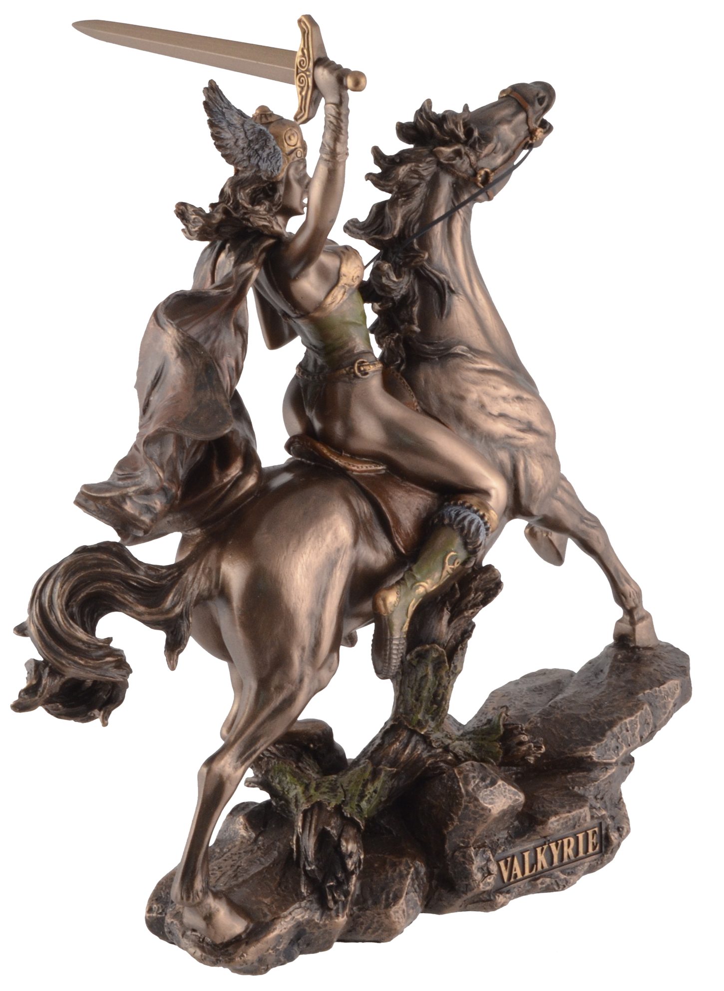 cm Dekofigur - Schwert by auf Walküre 27x11x28 Vogler bronziert, Veronese, bronziert mit coloriert Gmbh und Veronese, by LxBxH ca. Pferd Coloriert, direct