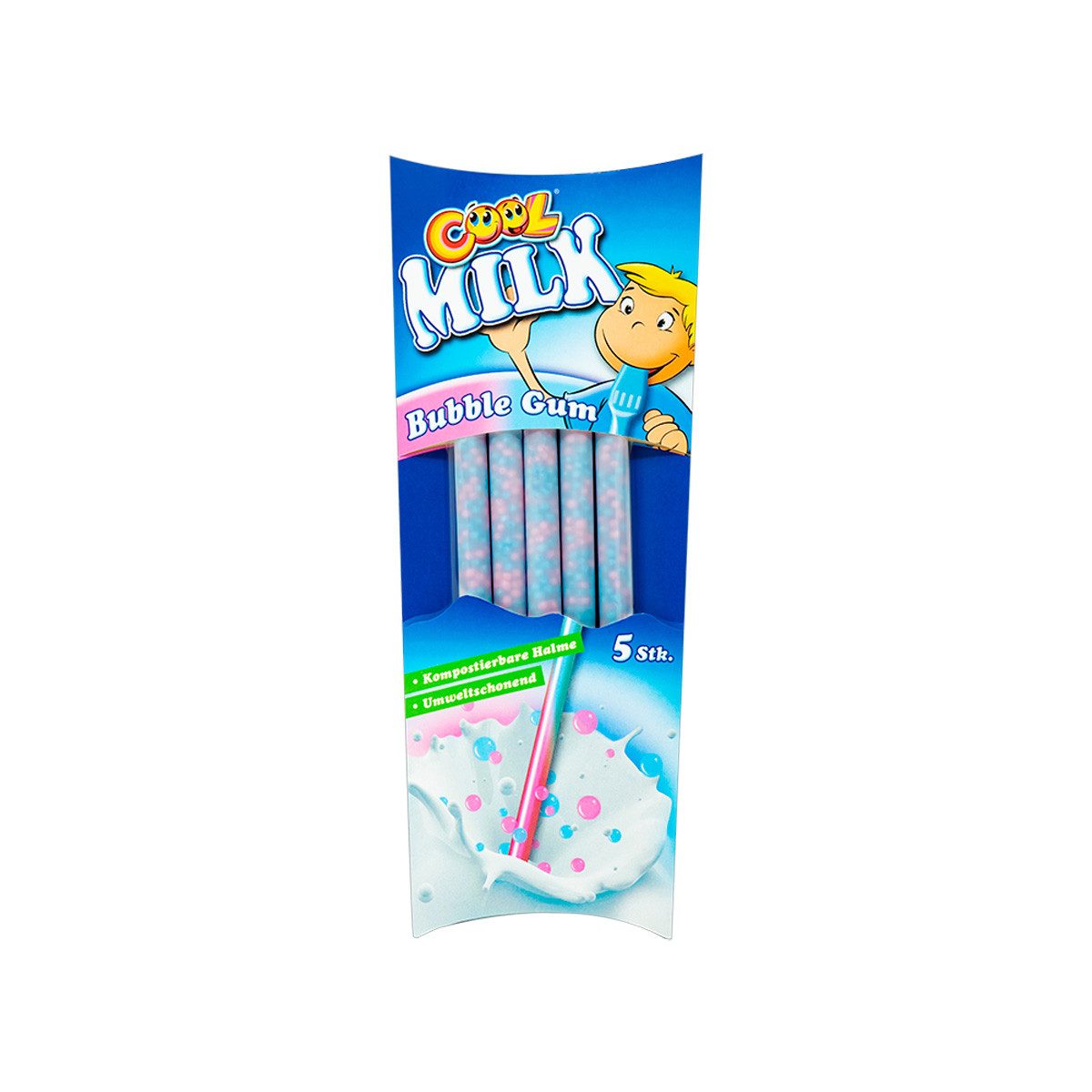 COOL Süßigkeit, Cool Milk Trinkhalm Bubble Gum Kaugummi zum Trinken 5 Stück 30g