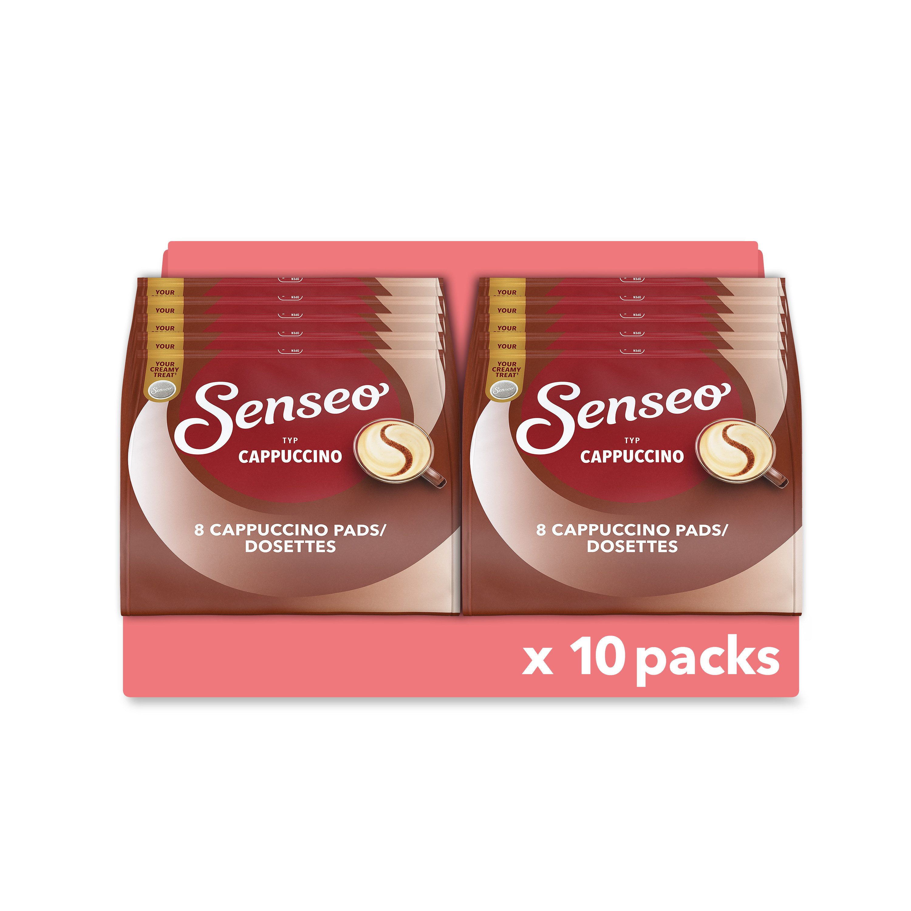 Senseo Kaffee Pads Typ Cappuccino cremig 10 x 8 = 80 Getränke, (Packung, 10er Pack)