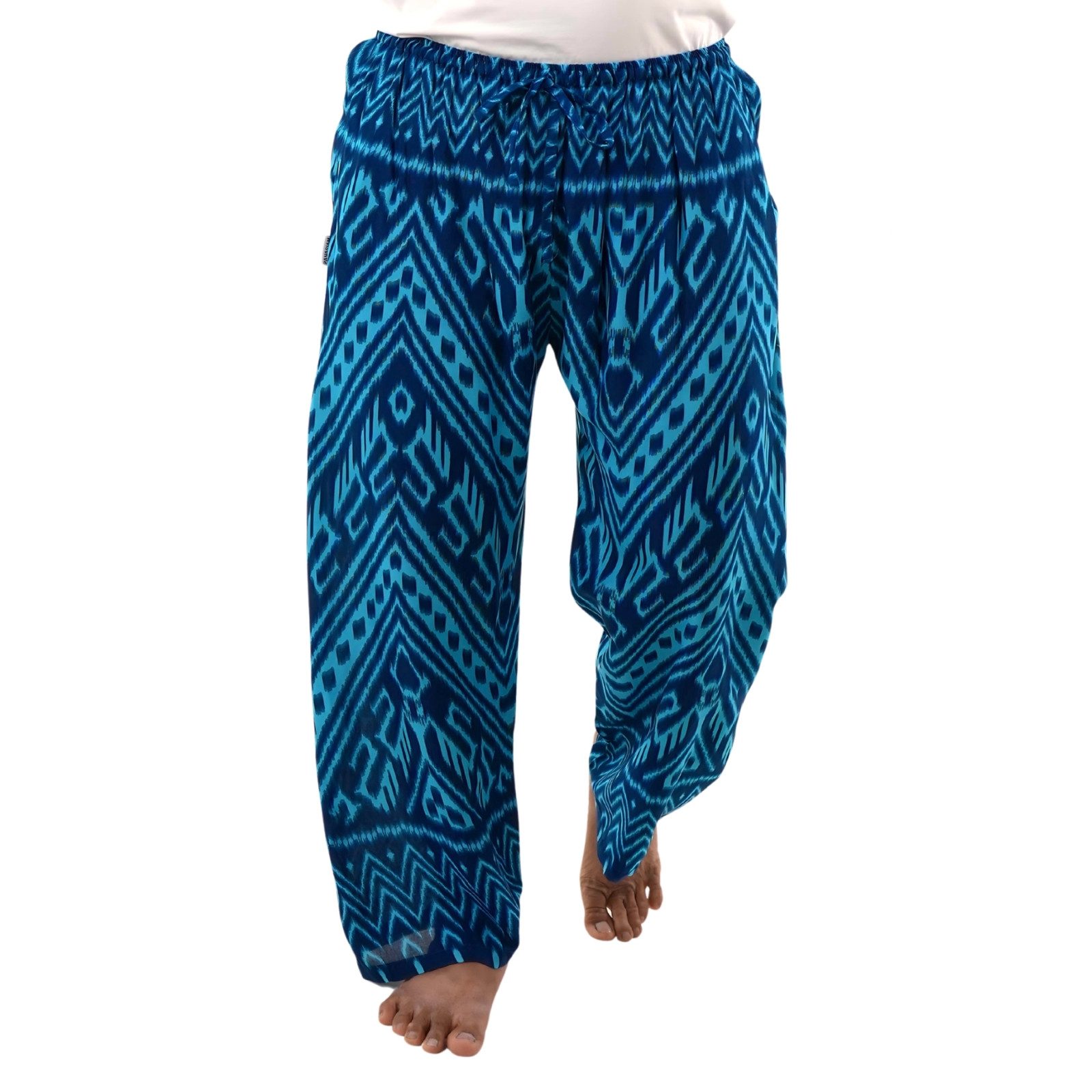 Loungehose gemusterte Relaxhose aus 100% Viskose Unisex Haremshose Wellnesshose