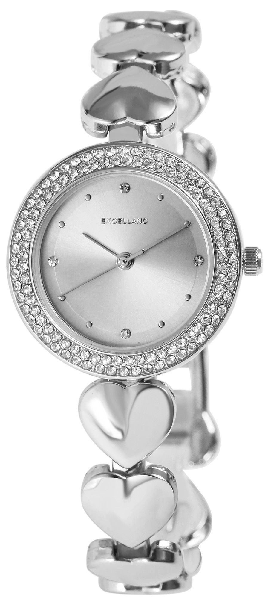 EXCELLANC Quarzuhr 1800250 Excellanc Damenuhr mit Metallarmband, Similibesatz