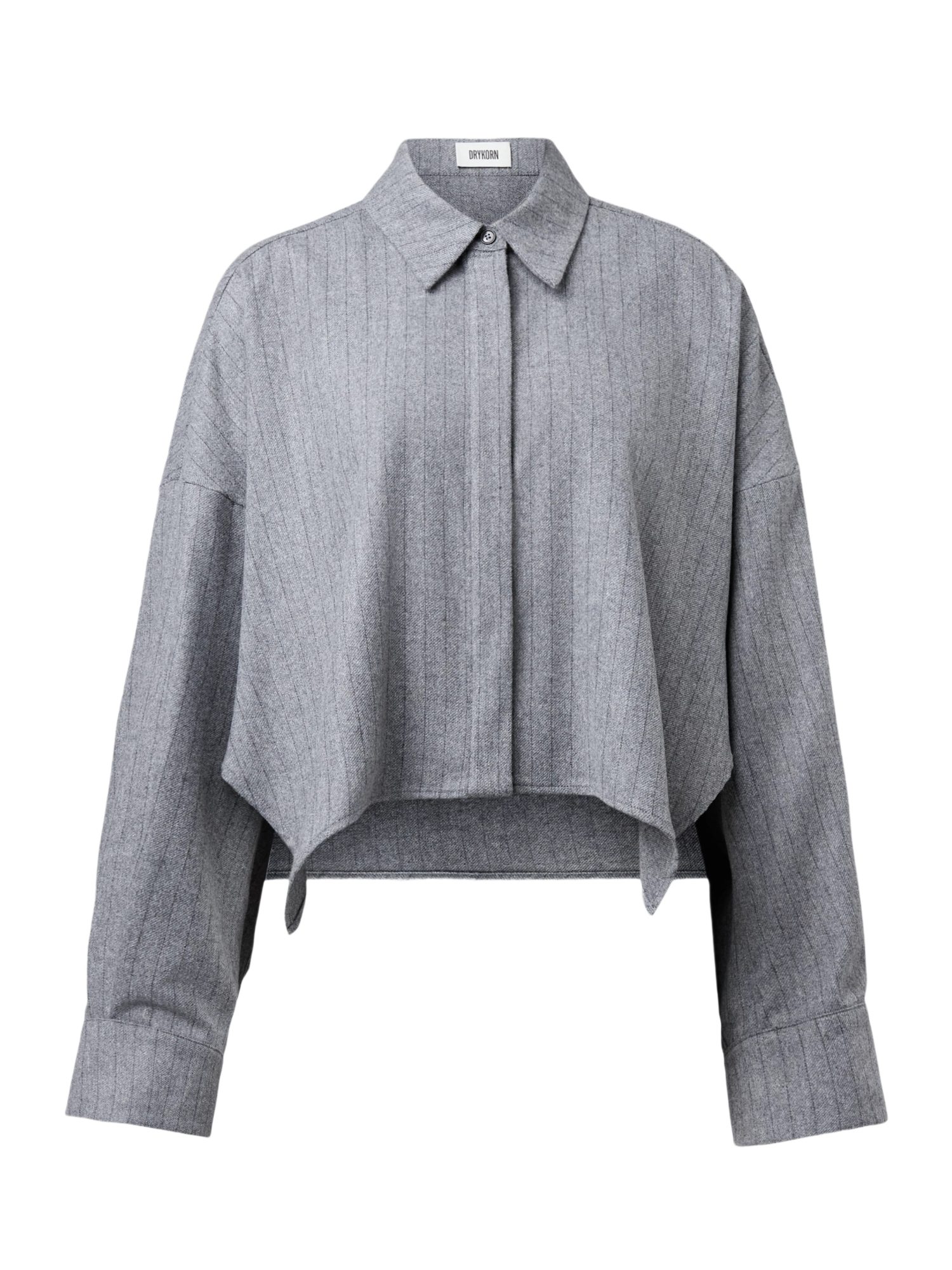 Drykorn Stoffhose grau,Casual,Wolle,Gestreift,Hemdblusenkragen,Langarm,Oversized