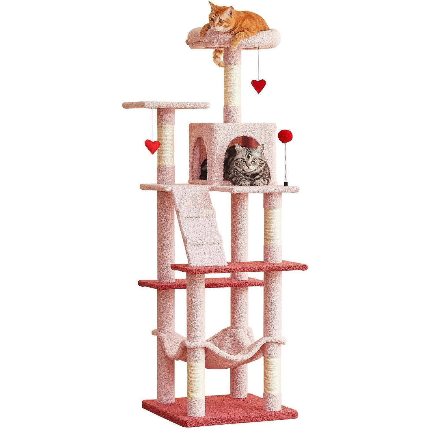 LuxusKollektion Kratzbaum Kratzbaum rosa 163 cm Mehr-Ebenen