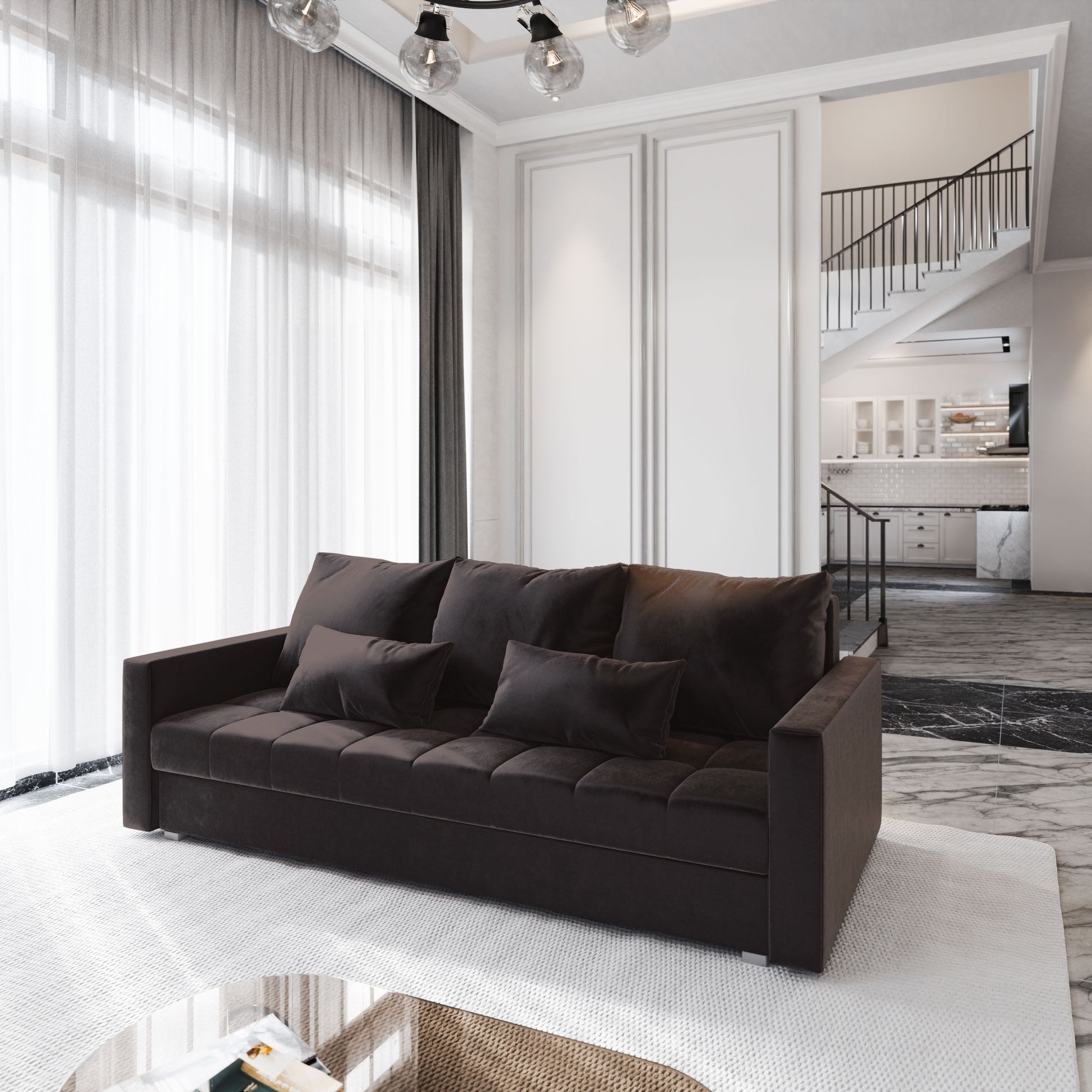Masseno Sofa SIRO mit Schlaffunktion, Schlafsofa, Couch mit Bettkasten