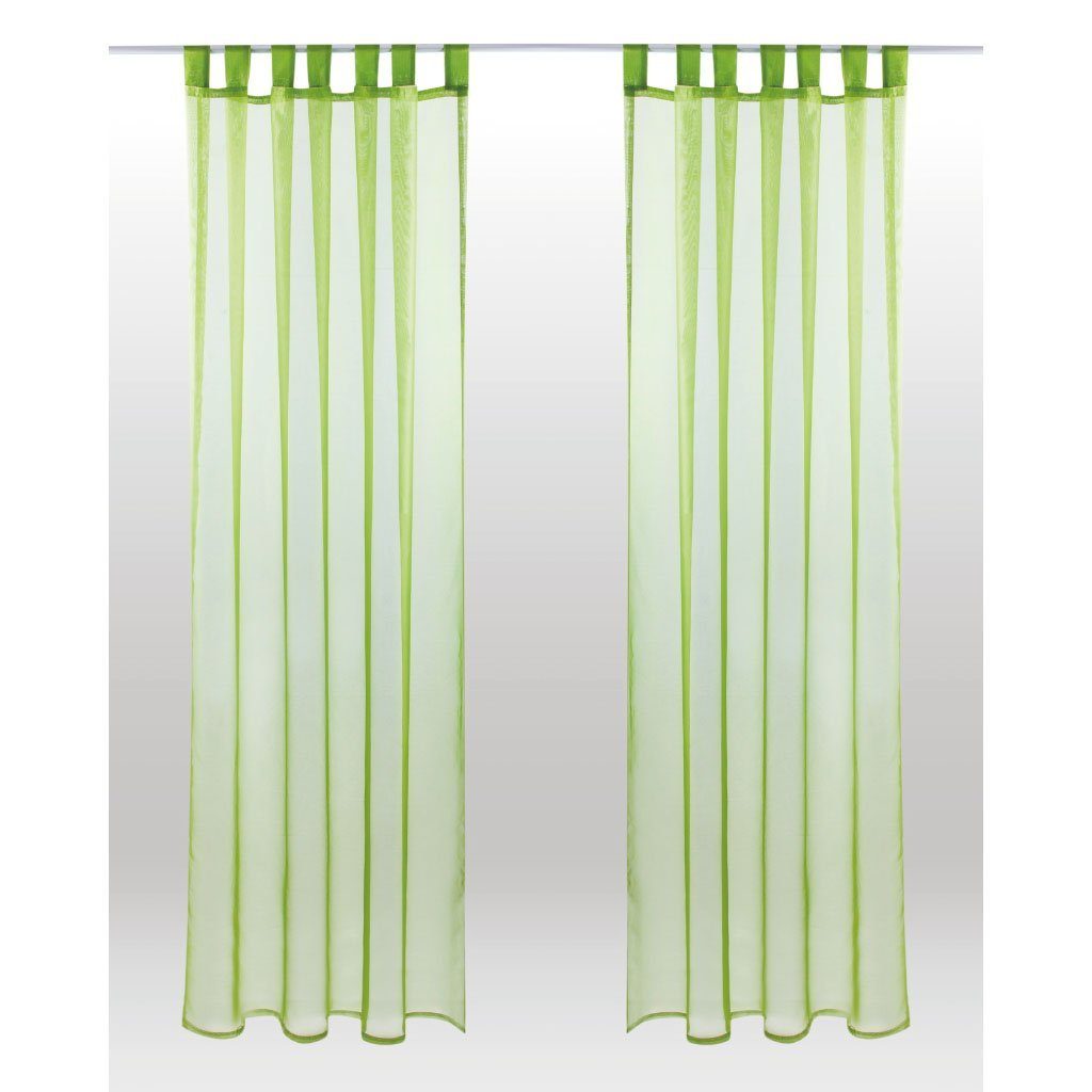 Vorhang, Bestlivings, Schlaufen (2 St), transparent, Voile, Gardinenset "Transparent", 2 Schlaufenschals Grün