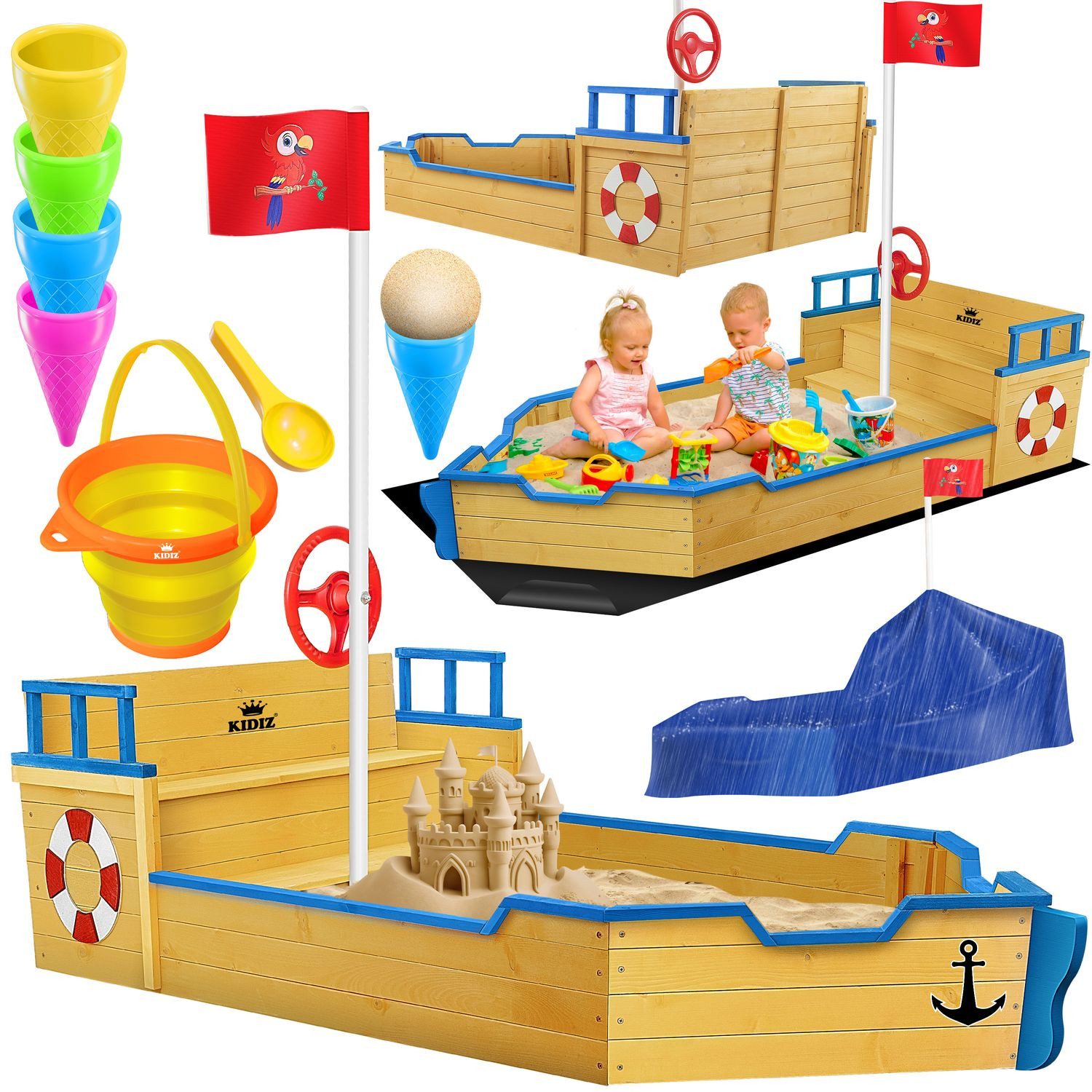 KIDIZ Sandkasten, Sandkasten Ahoi Piratenschiff Boot günstig online kaufen