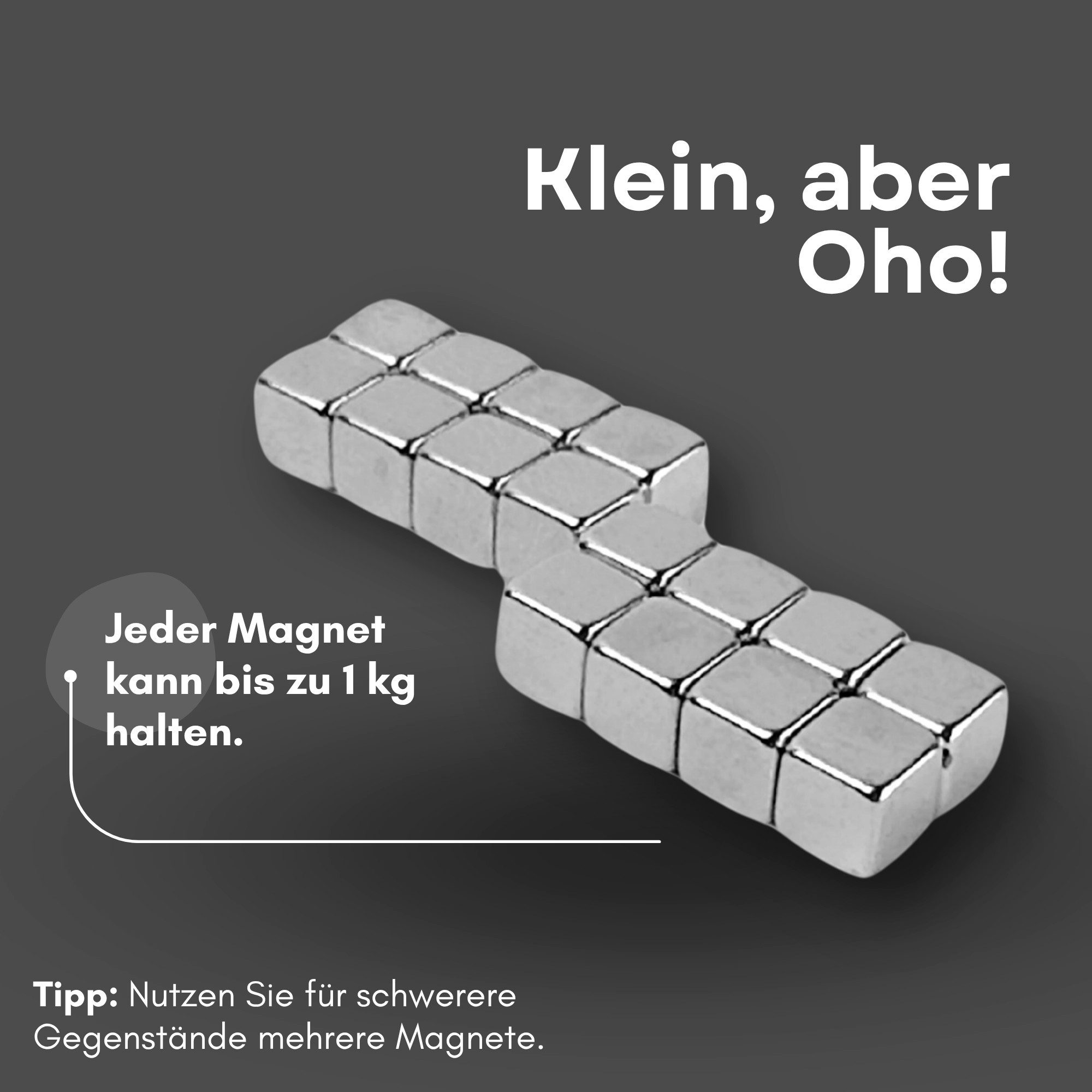 MaajeeKuto Magnet Neodym Magnet 5x5x5 mm N38 Würfelmagnet 1kg Haftkraft Stark (100-St) – Bild 4 von 5
