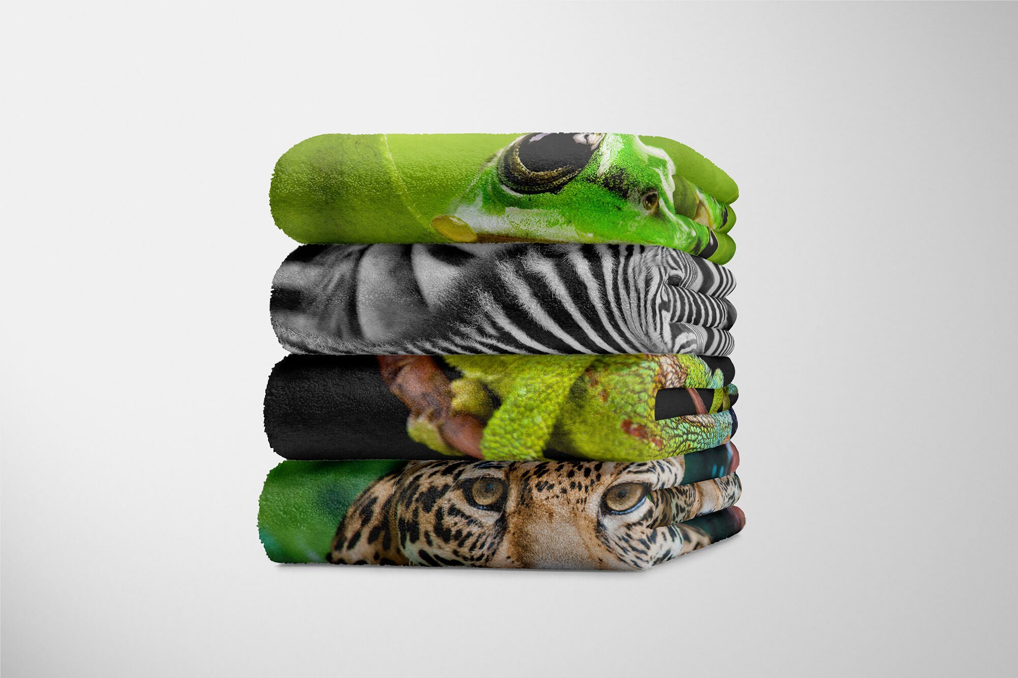 Sinus Art Handtücher Handtuch Strandhandtuch Handtuch mit Baumwolle-Polyester-Mix Tiermotiv (1-St), Chamäleon, Saunatuch Kuscheldecke