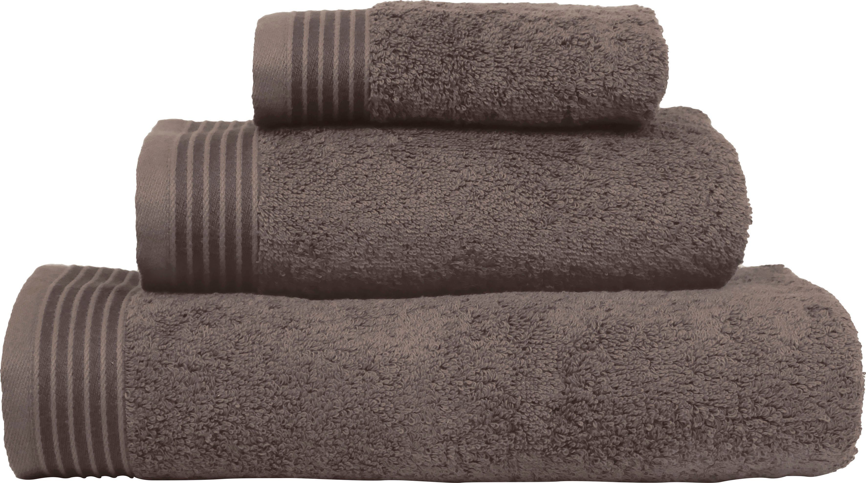 freundin Home Collection Handtücher Walkfrottier Home zum Kordel Freundin Handtücher, mit Aufhängen taupe (2-St), geflochtener