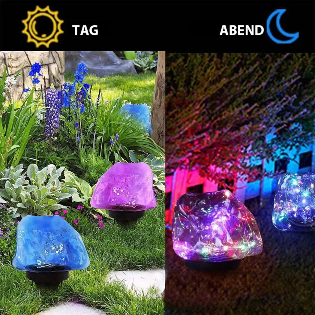in TUABUR Blau Gartenleuchte Außenlicht, Edelsteinform,wasserdichtes Gartenlicht Solar-LED-Licht