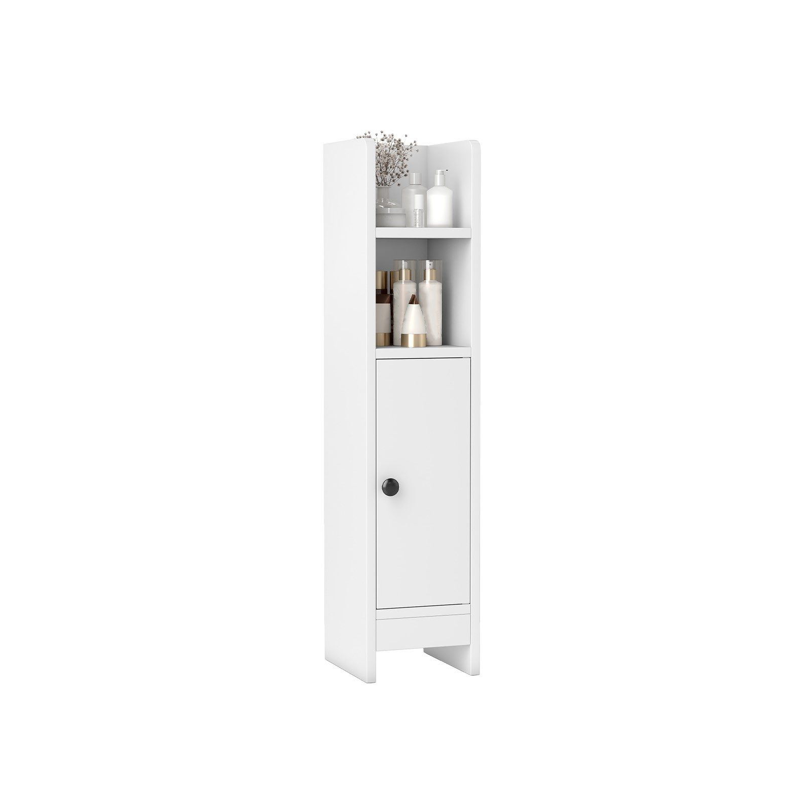COSTWAY Badkommode, Toilettenschrank schmal, verstellbare Ablagen, 20x18x80cm