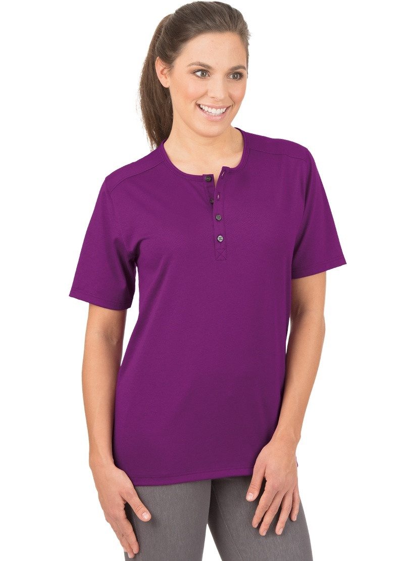 Trigema T-Shirt TRIGEMA T-Shirt mit Knopfleiste DELUXE Baumwolle (1-tlg)