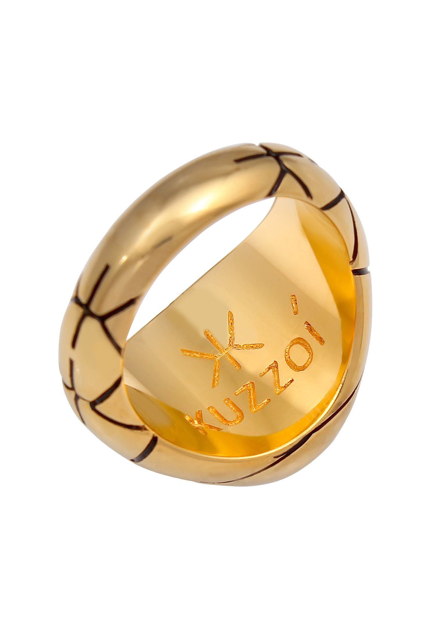 Herren Kuzzoi Siegelring 925er Silber Oval Siegelring Gold Emaille