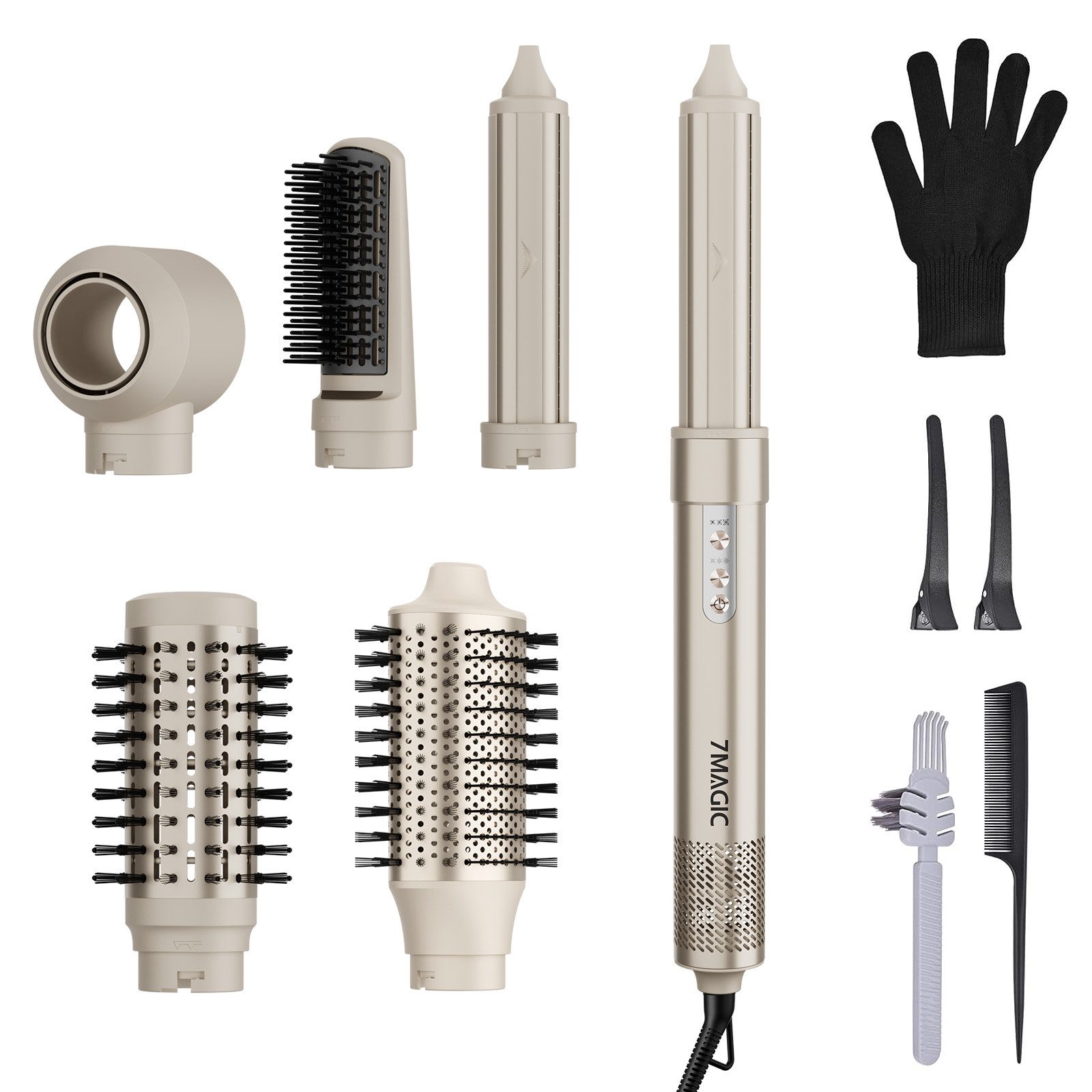 MCURO Haartrockner Multihaarstyler 6-in-1 Warmluftbürste mit Lockenstab 110,000 U/min, 1500,00 W, Temperaturkontrolle Kein Hitzeschaden,One-Step Föhn Volumiser