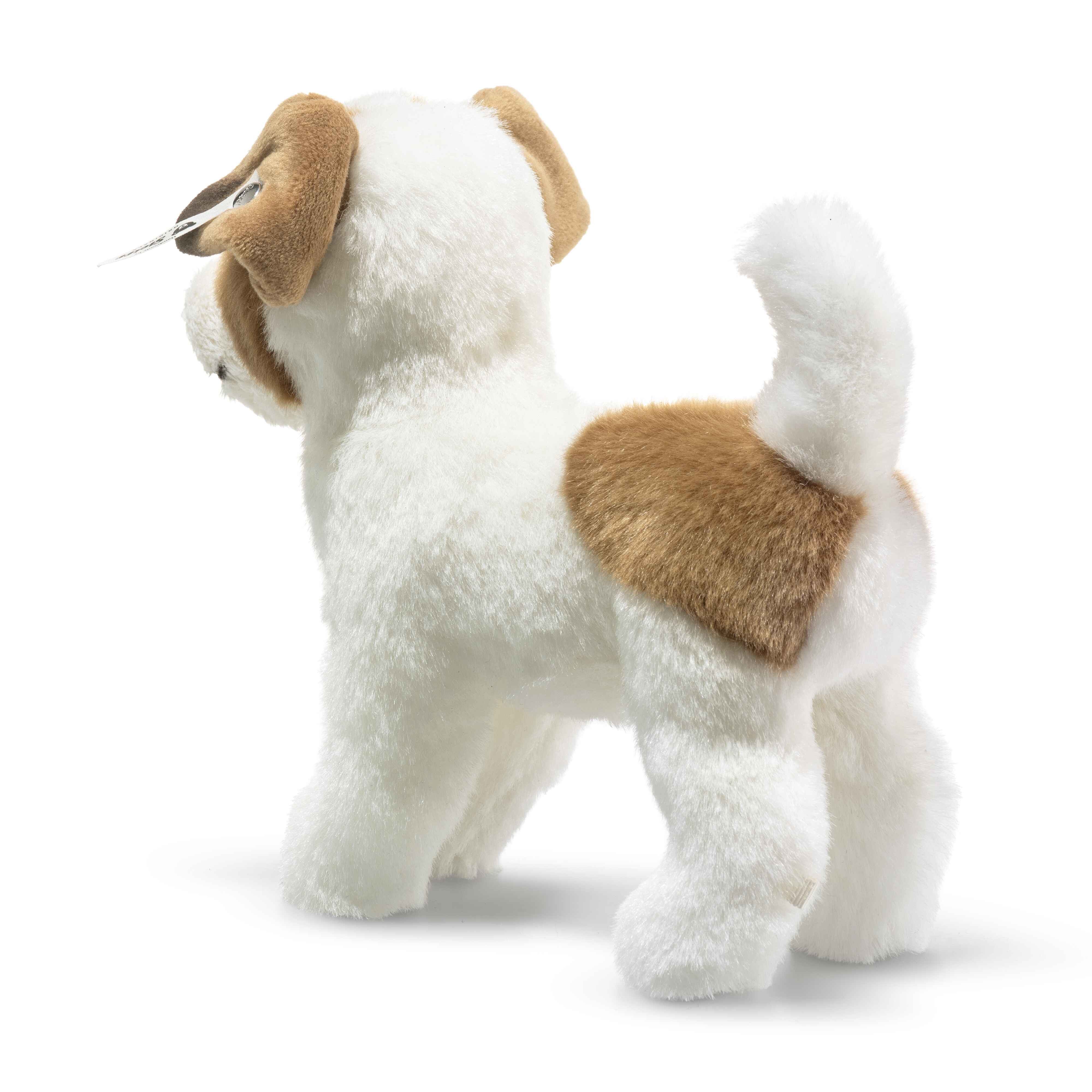 Steiff Kuscheltier Terrie Hund, 17 cm, weiß/braun, stehend