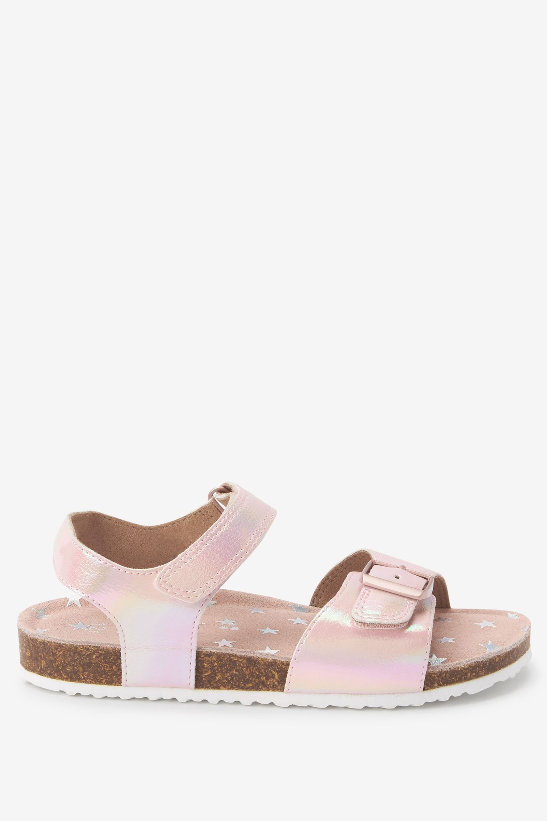 Sandale Pink mit Passform Next Breite Shimmer Sandale Rainbow (1-tlg) Kork-Fußbett,
