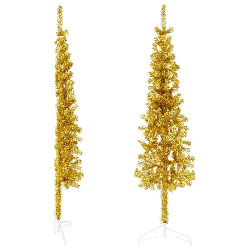 cm 120 Künstlicher Halb-Weihnachtsbaum vidaXL Gold Künstlicher Weihnachtsbaum mit Ständer Schlank